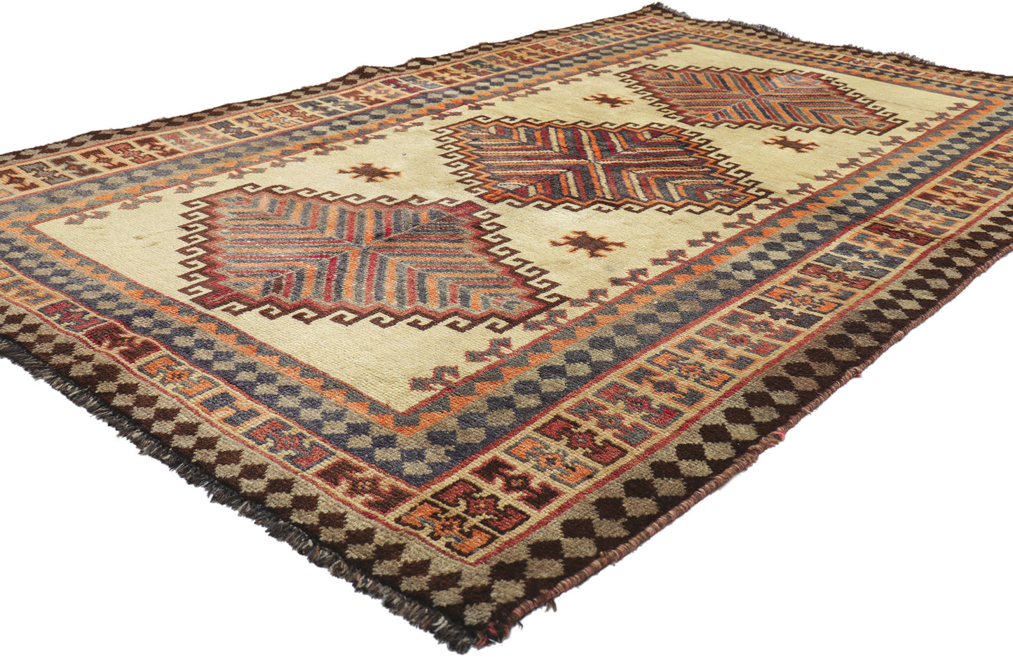 4 x 7 Vintage Persian Tribal Shiraz Rug 75070