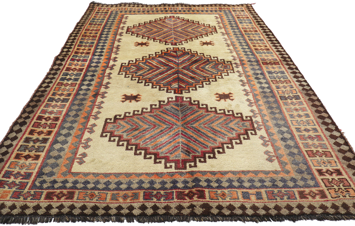 4 x 7 Vintage Persian Tribal Shiraz Rug 75070