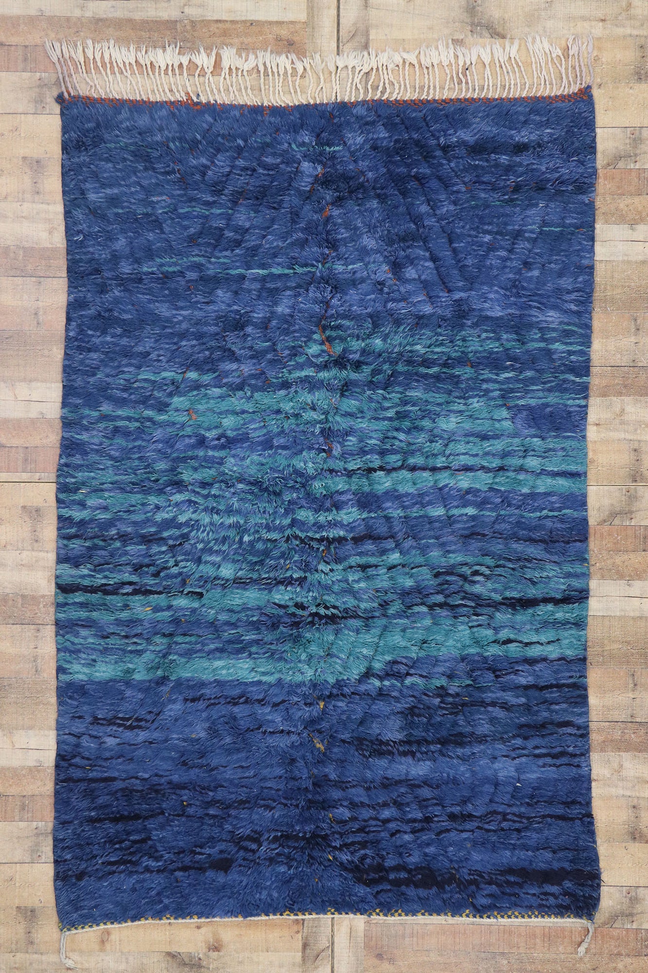 4 x 8 Modern Blue Beni Mrirt Moroccan Rug 21129