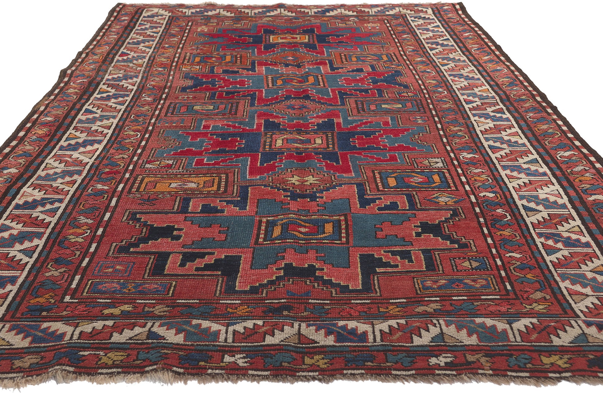 4 x 9 Antique Caucasian Kazak Rug 73306