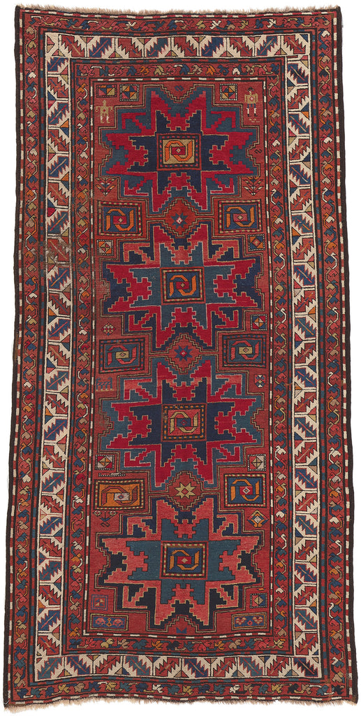 4 x 9 Antique Caucasian Kazak Rug 73306