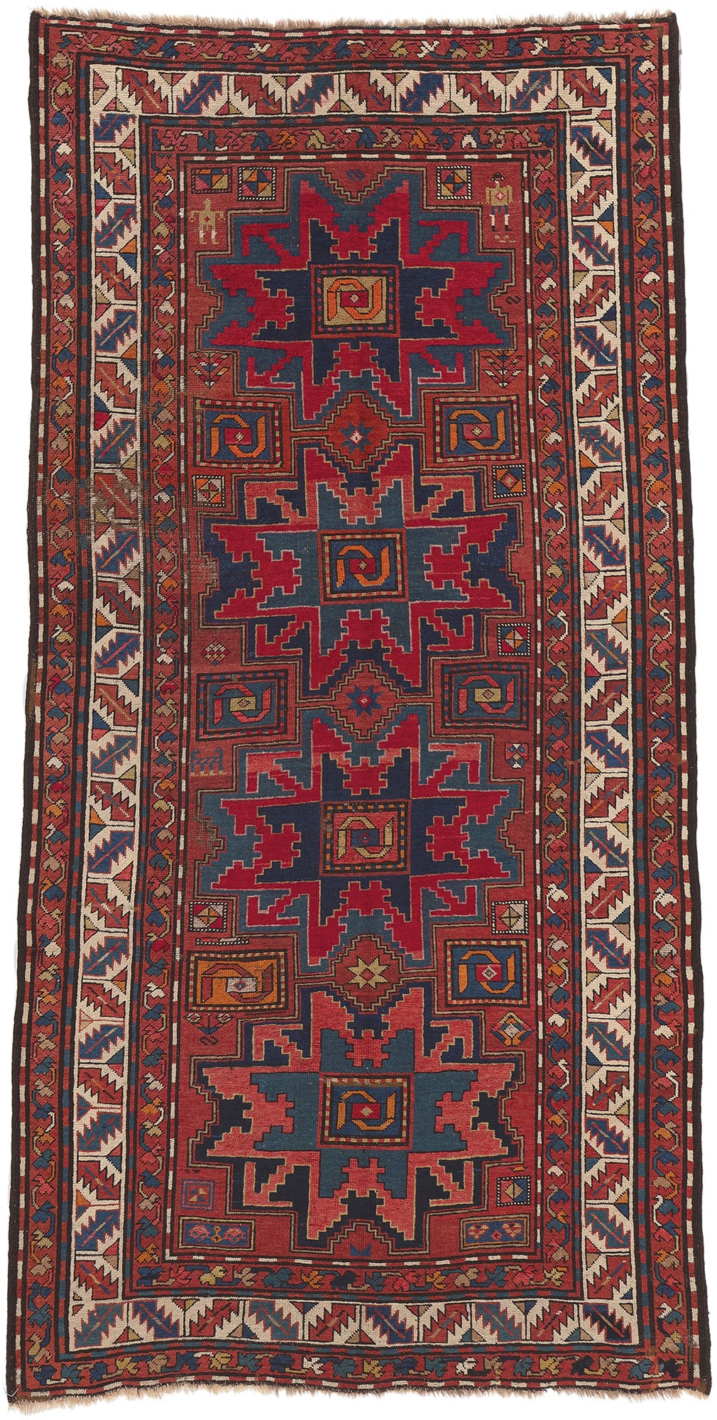 4 x 9 Antique Caucasian Kazak Rug 73306