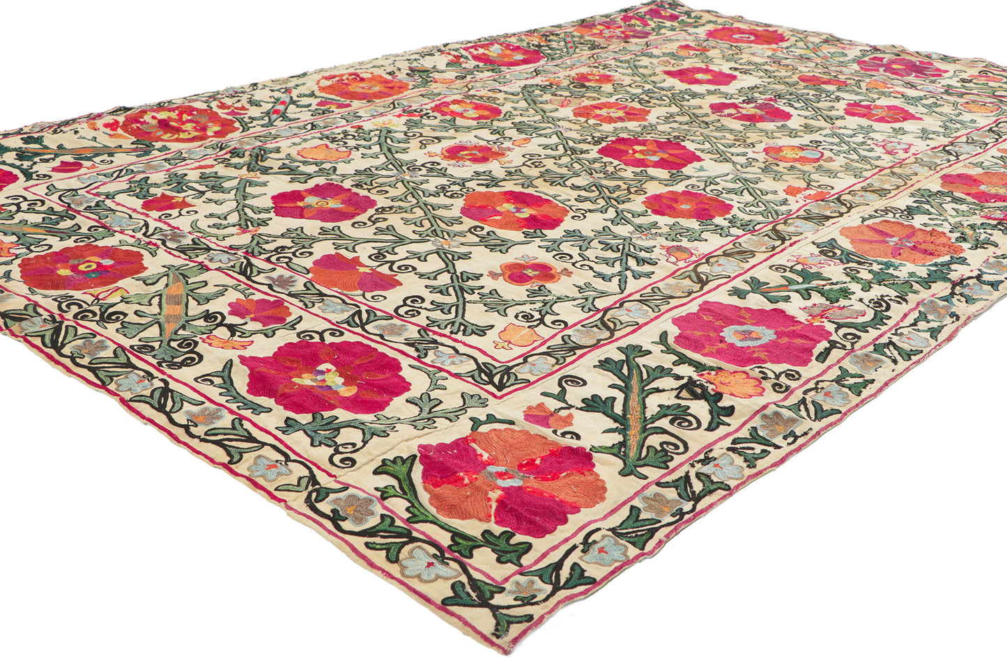 5 x 7 Antique Uzbek Suzani Tapestry 78513