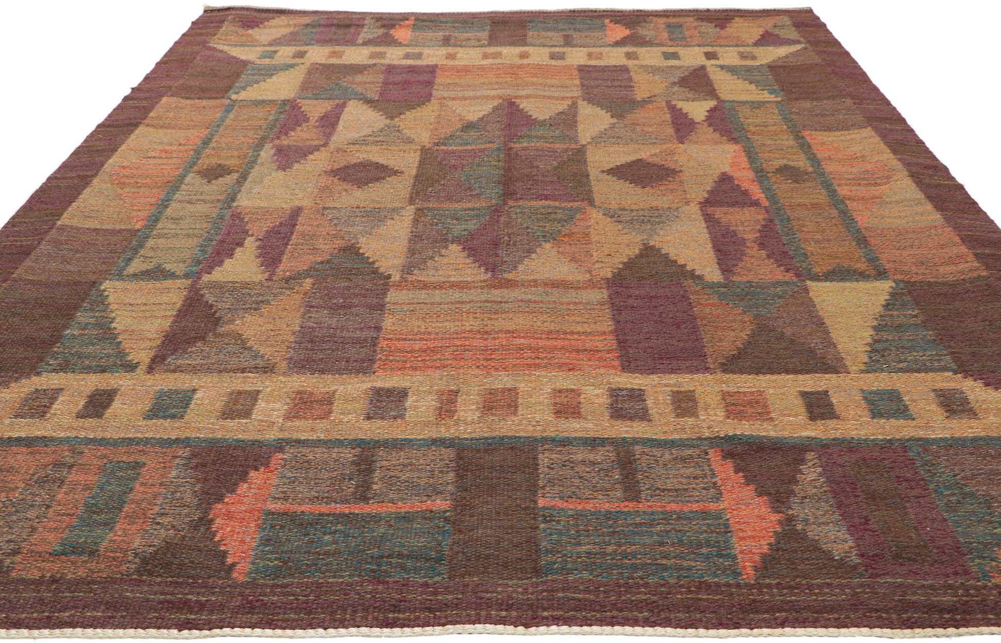 5 x 8 Inga-Mi Vannerus Rydgren Vintage Swedish Rollakan Rug 78494