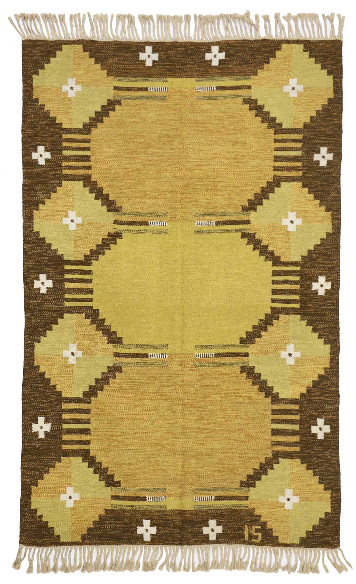 5 x 8 Ingegerd Silow Vintage Swedish Rollakan Rug 77034