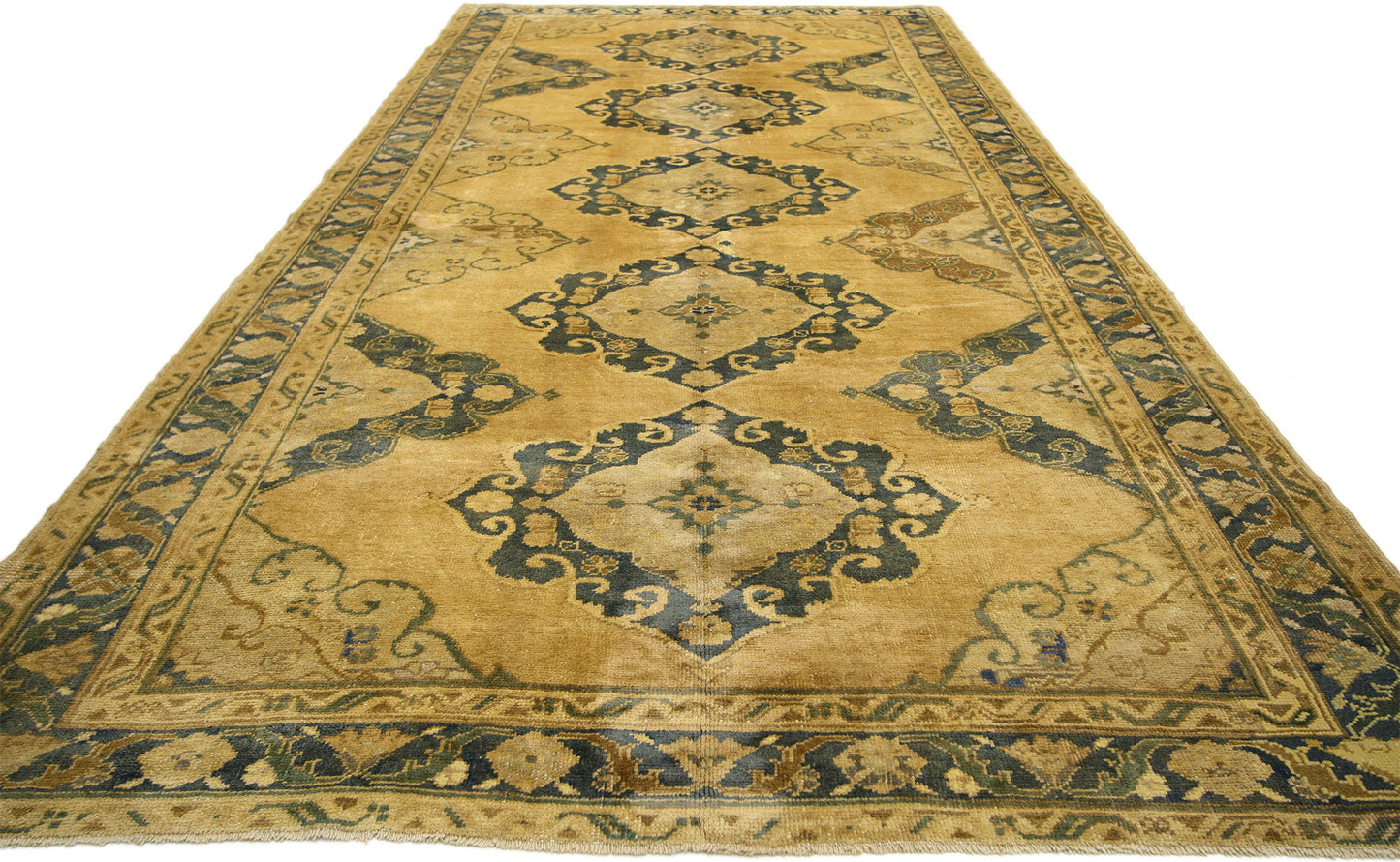 5 x 11 Vintage Turkish Oushak Rug 50004