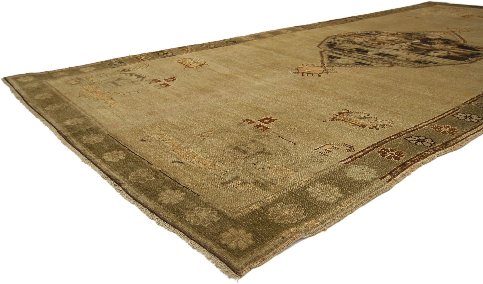 5 x 12 Vintage Turkish Oushak Rug 50031