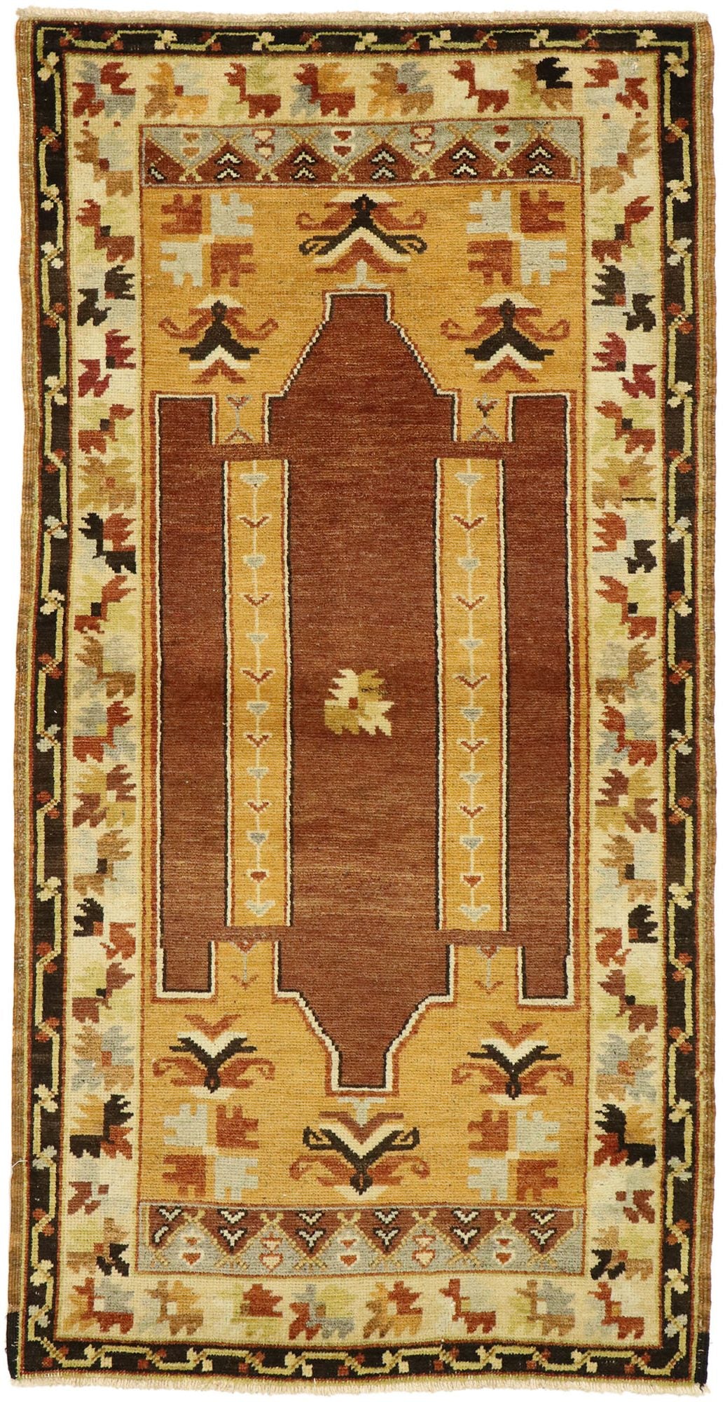 3 x 5 Vintage Turkish Oushak Prayer Rug 50118