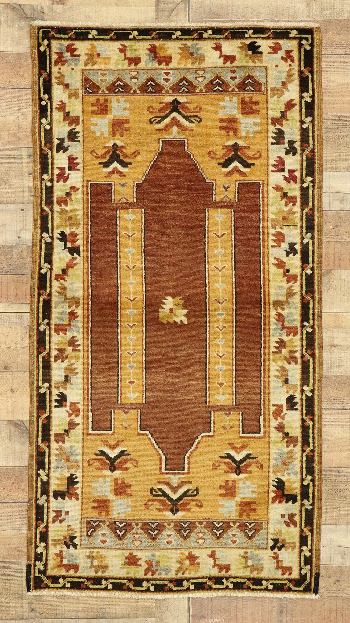3 x 5 Vintage Turkish Oushak Prayer Rug 50118