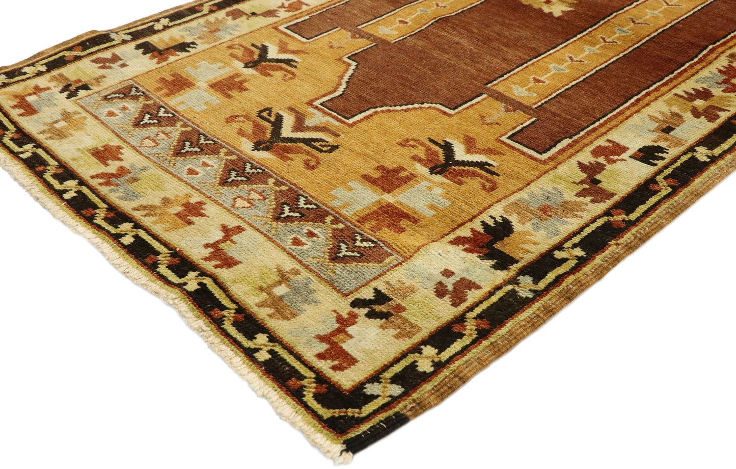 3 x 5 Vintage Turkish Oushak Prayer Rug 50118