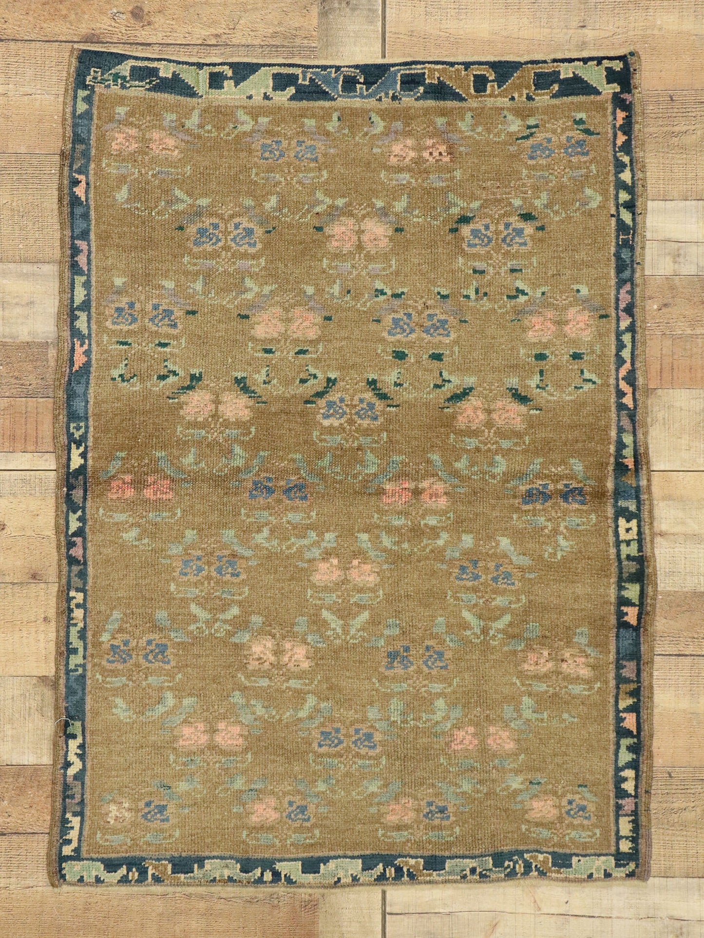 3 x 4 Vintage Turkish Oushak Rug 50174