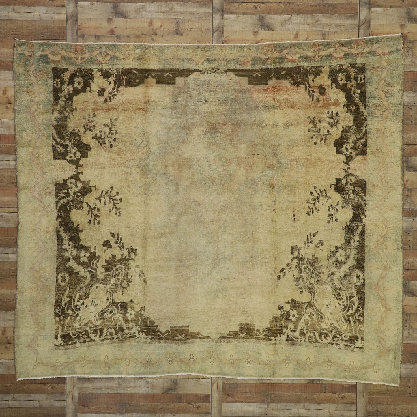 9 x 11 Vintage Turkish Oushak Rug 50213