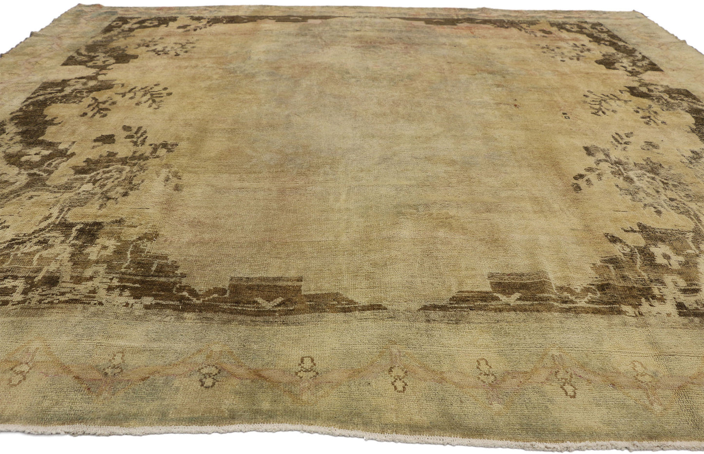 9 x 11 Vintage Turkish Oushak Rug 50213
