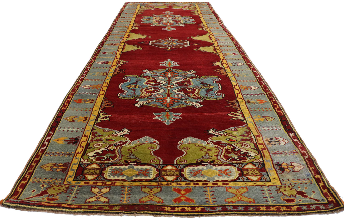 4 x 12 Vintage Turkish Oushak Runner 50587