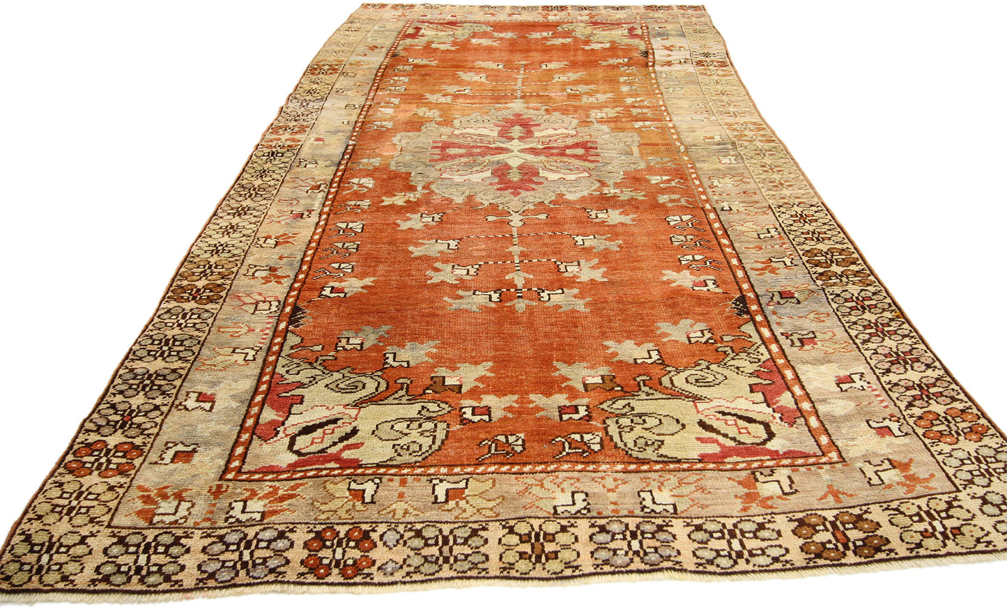 4 x 9 Antique Turkish Oushak Runner 50634