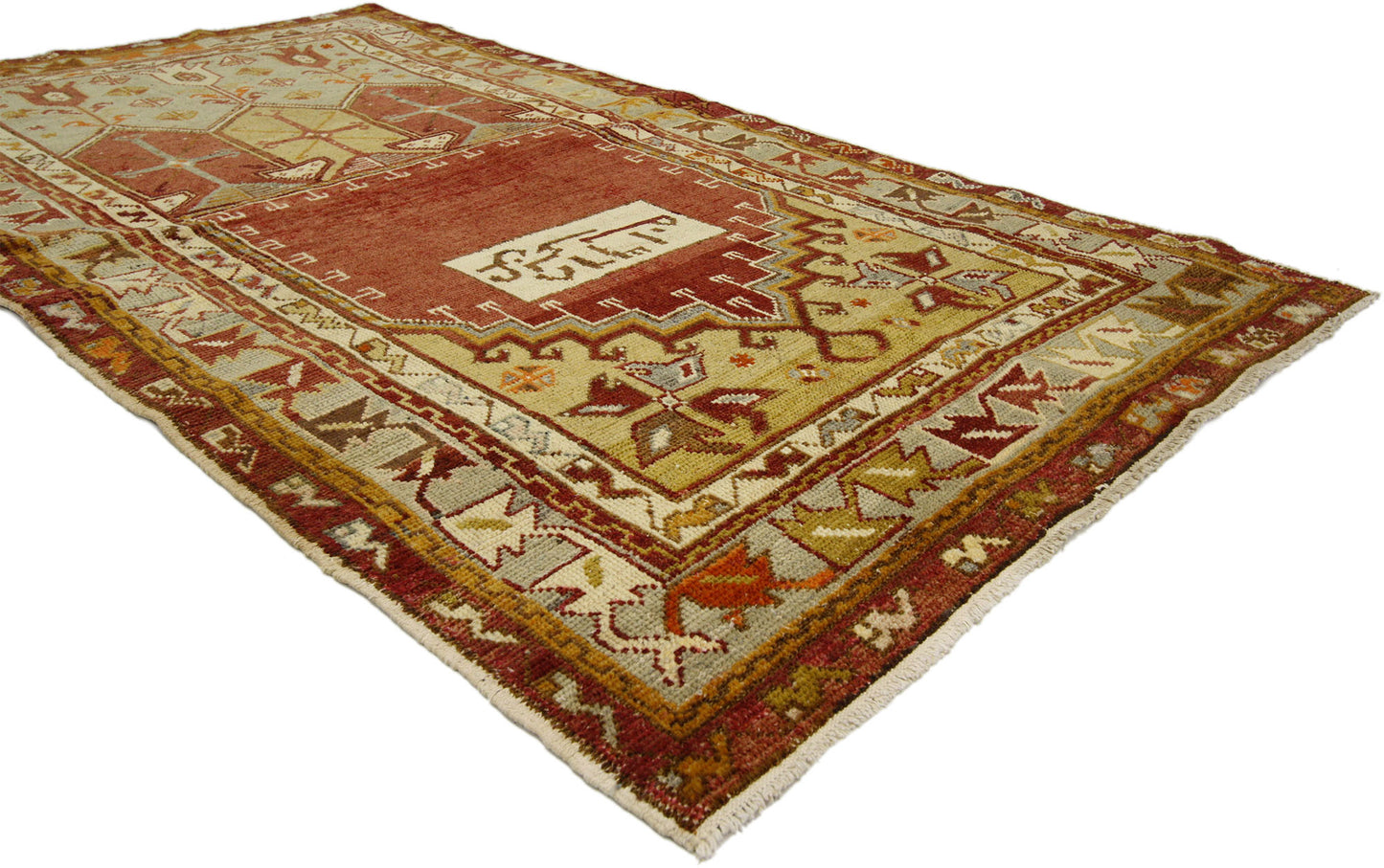 3 x 6 Vintage Turkish Oushak Prayer Rug 50635
