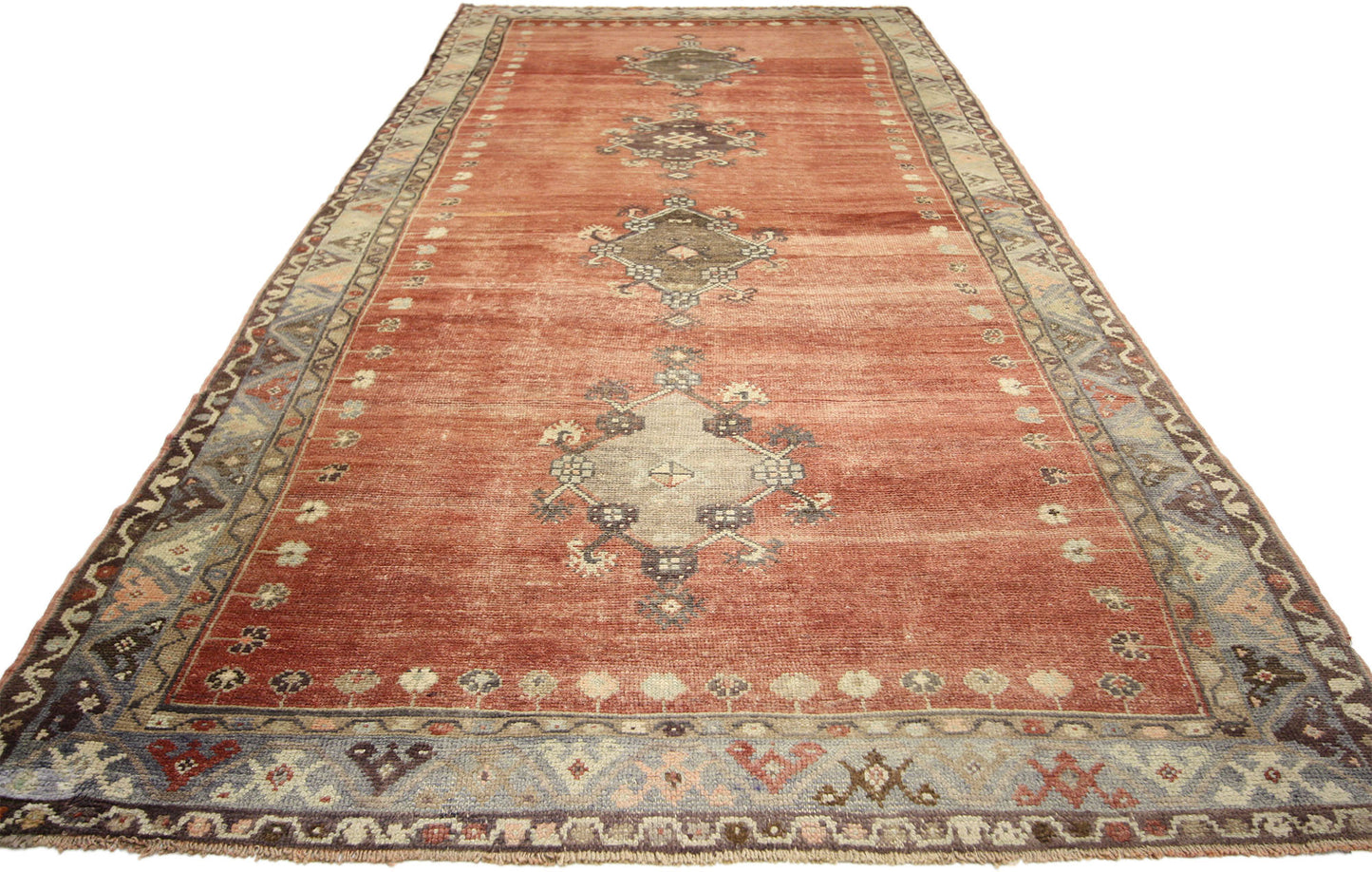 4 x 11 Vintage Turkish Oushak Rug 50768