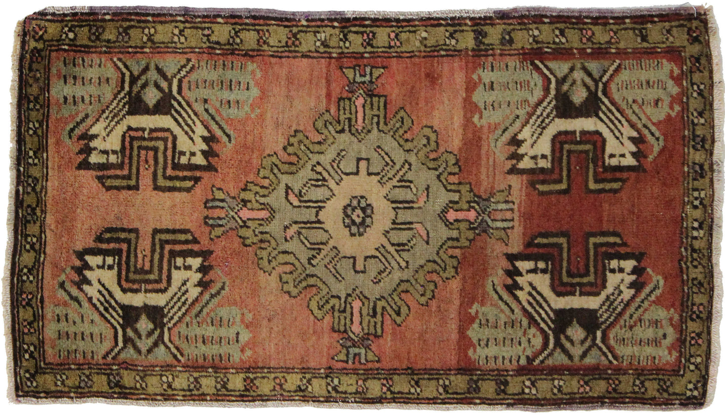 1 x 3 Vintage Oushak Rug 50946