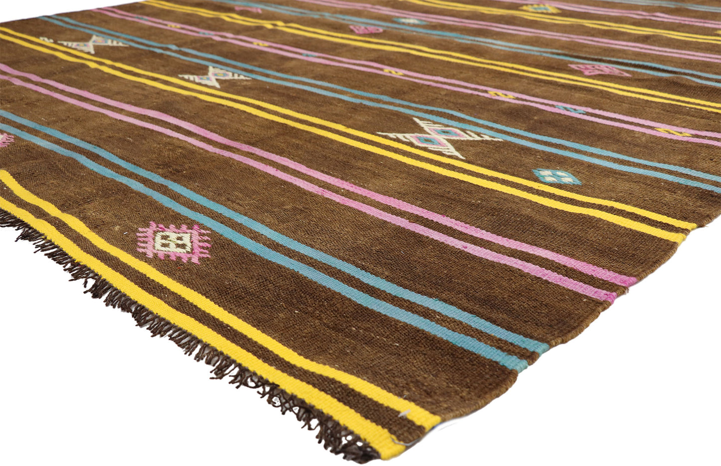 7 x 12 Vintage Striped Turkish Kilim Rug 51305