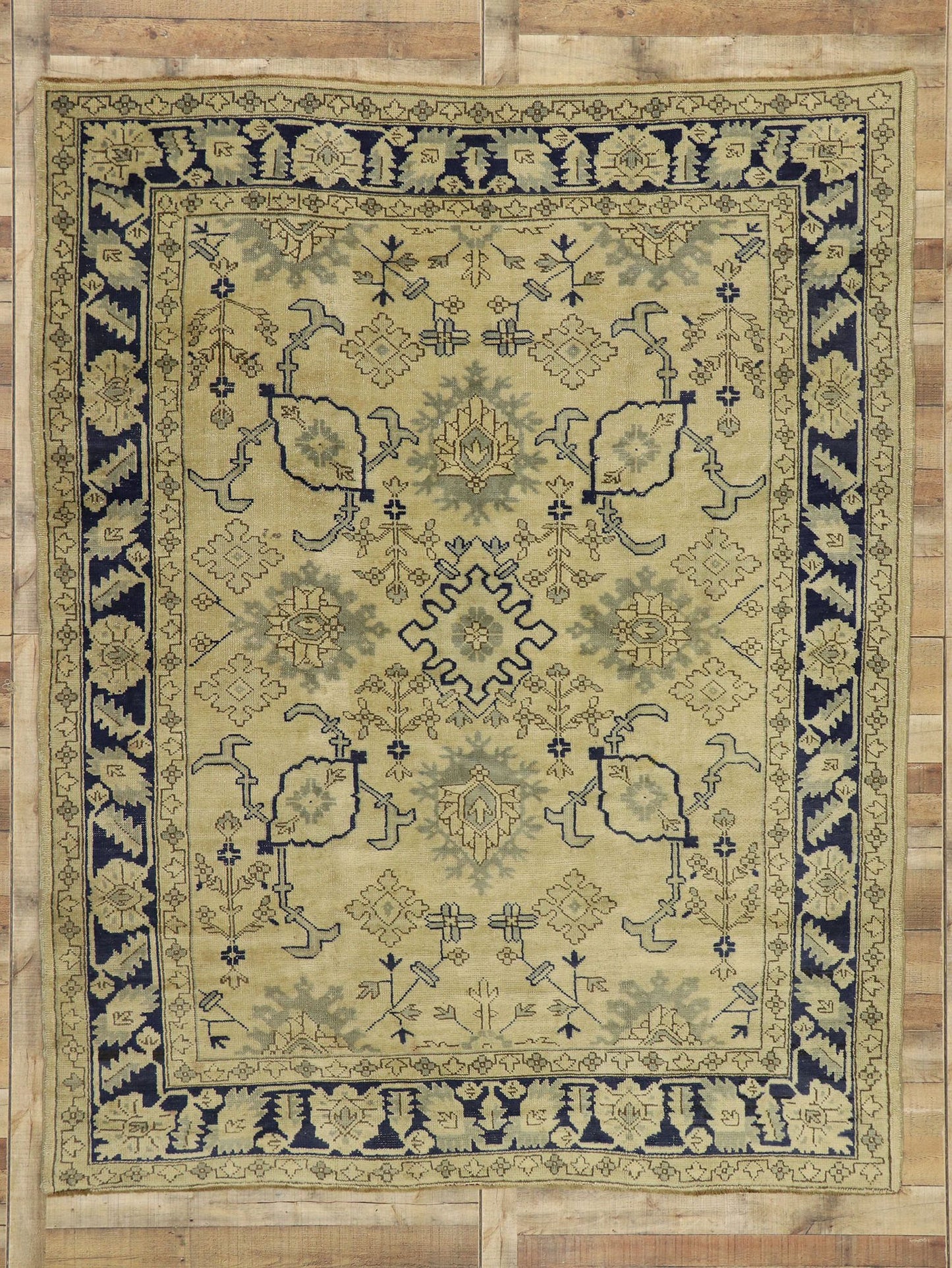 8 x 9 Vintage Turkish Oushak Rug 51403