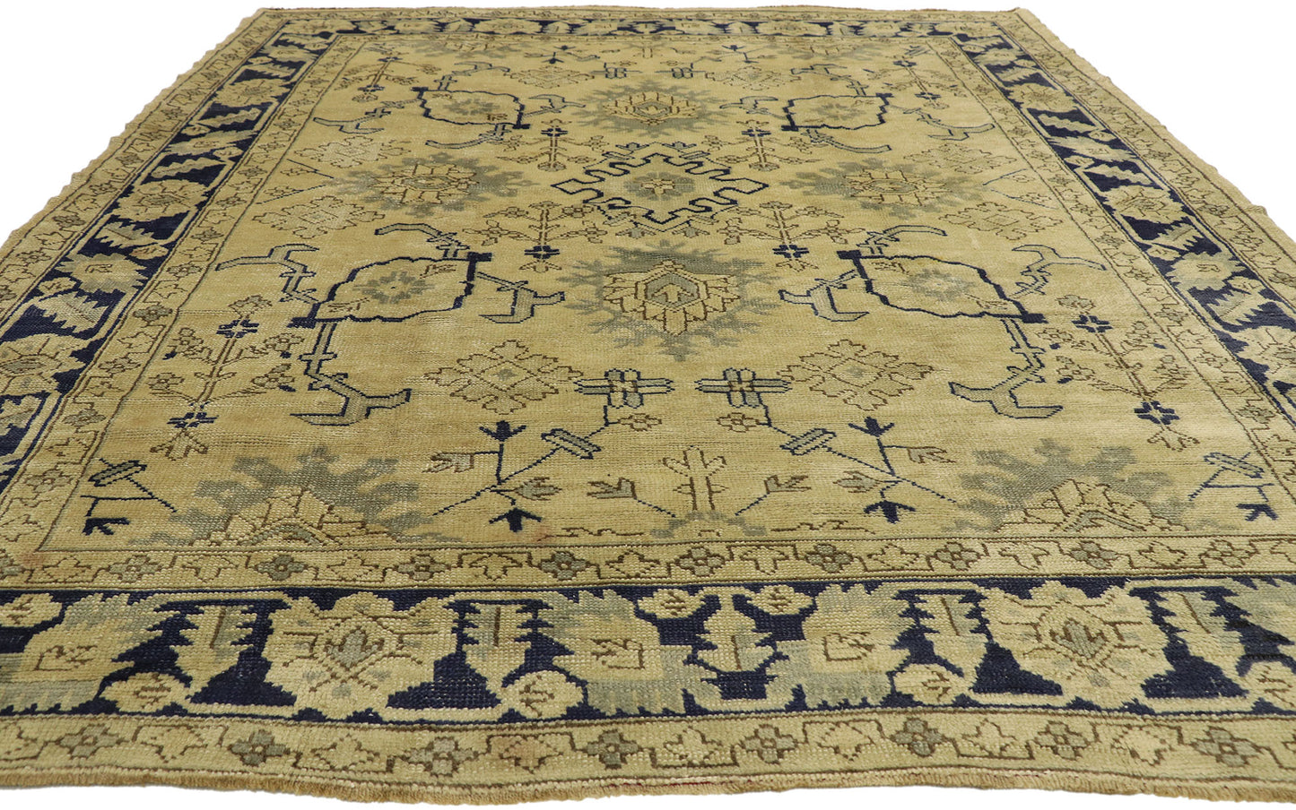 8 x 9 Vintage Turkish Oushak Rug 51403
