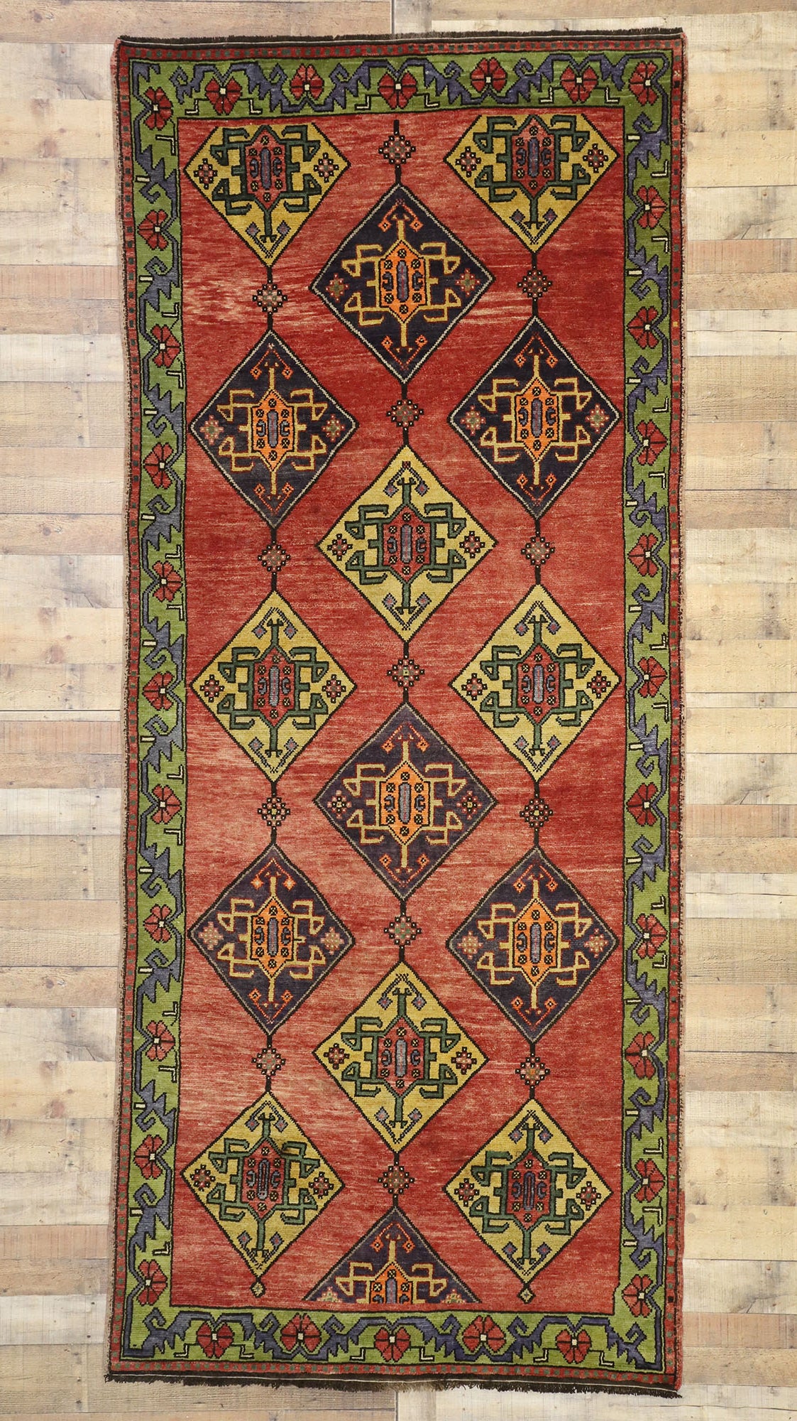 5 x 11 Vintage Turkish Oushak Rug 52177