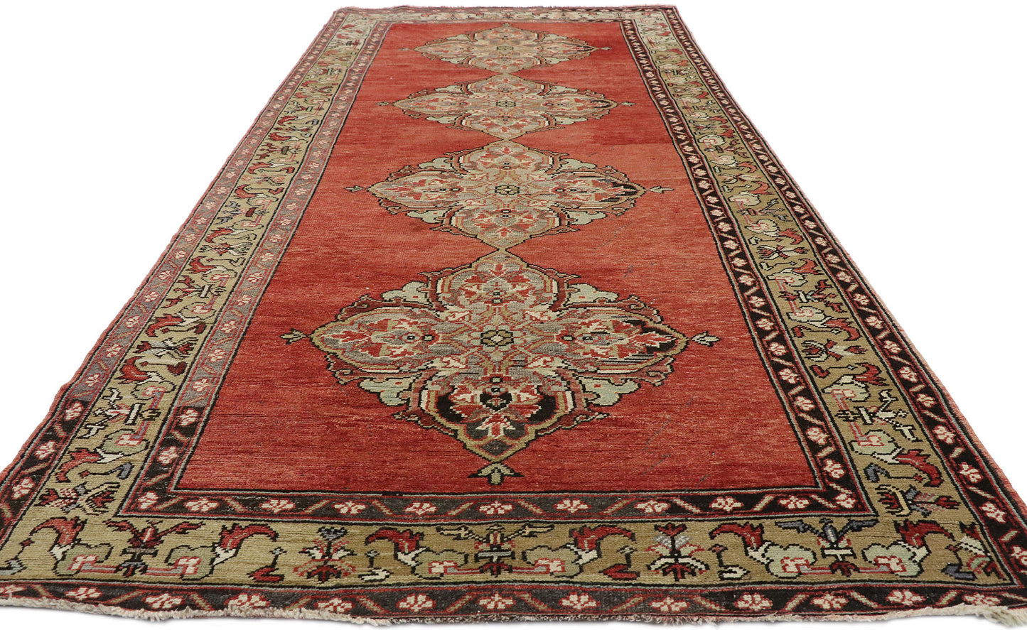 5 x 11 Vintage Turkish Oushak Rug 52178