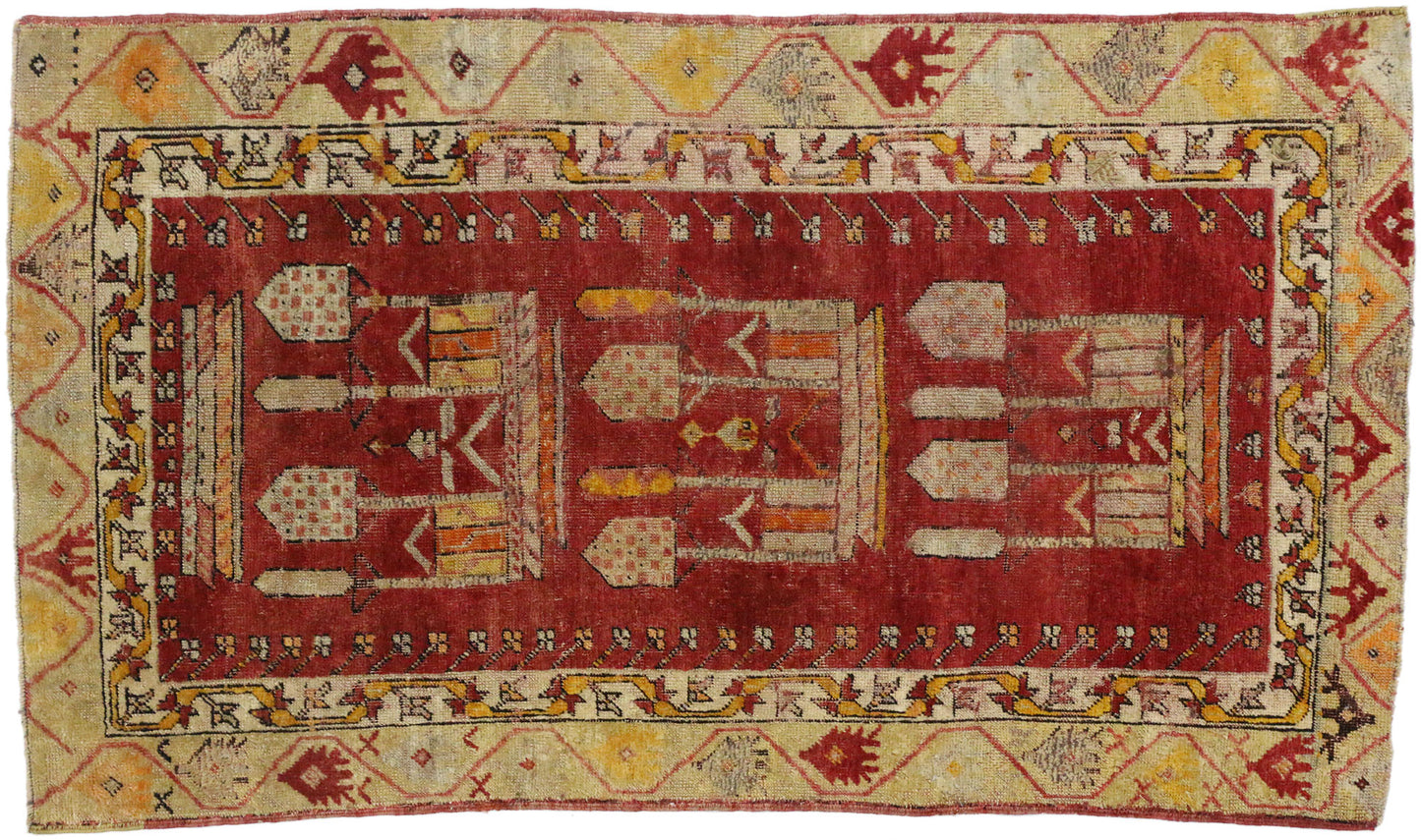 3 x 5 Vintage Anatolian Kirsehir Prayer Rug 52295