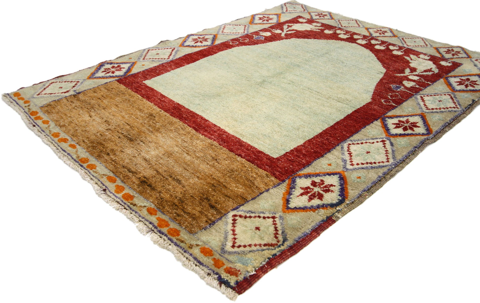 3 x 4 Vintage Turkish Oushak Prayer Rug 52319