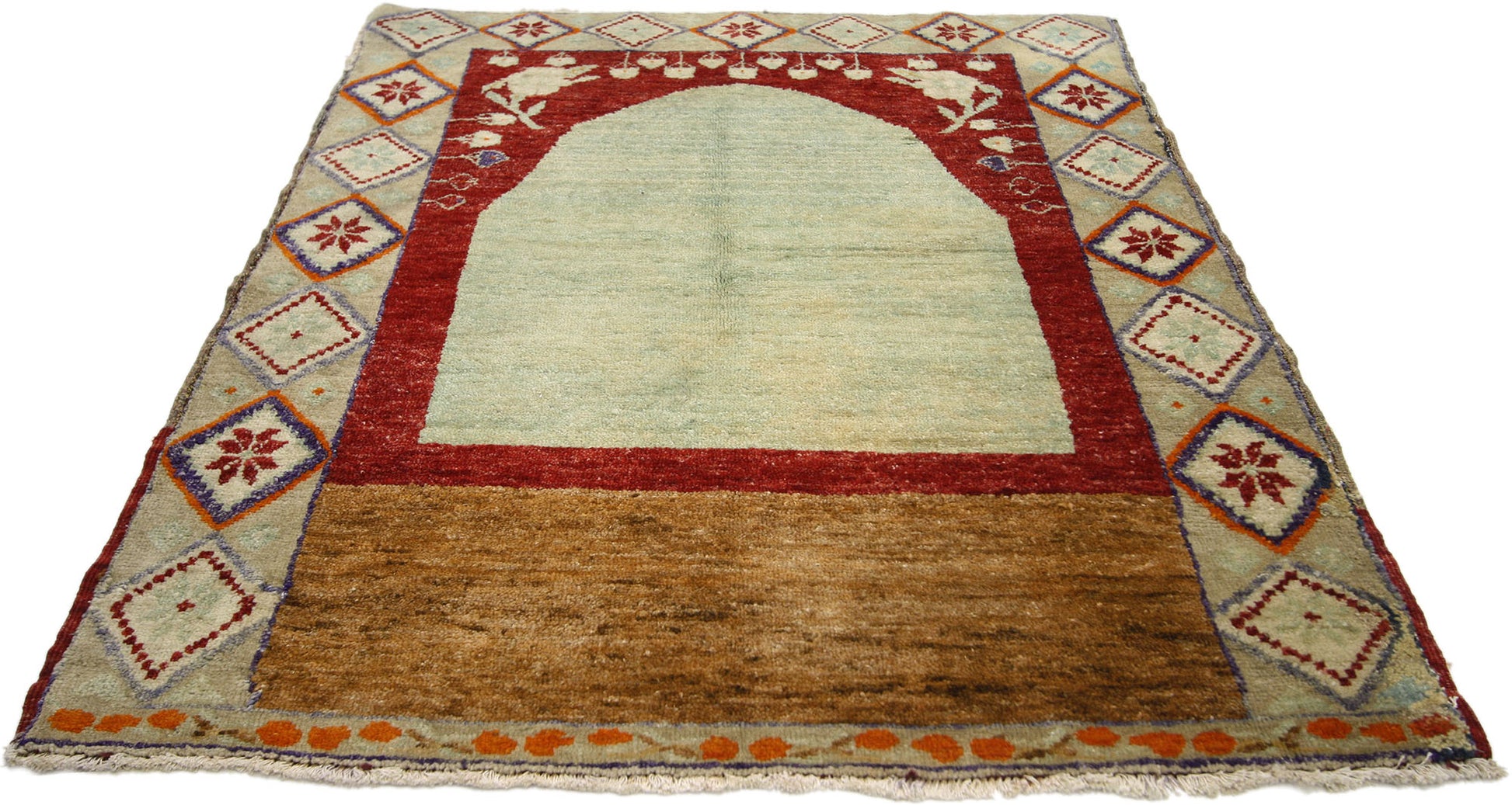 3 x 4 Vintage Turkish Oushak Prayer Rug 52319