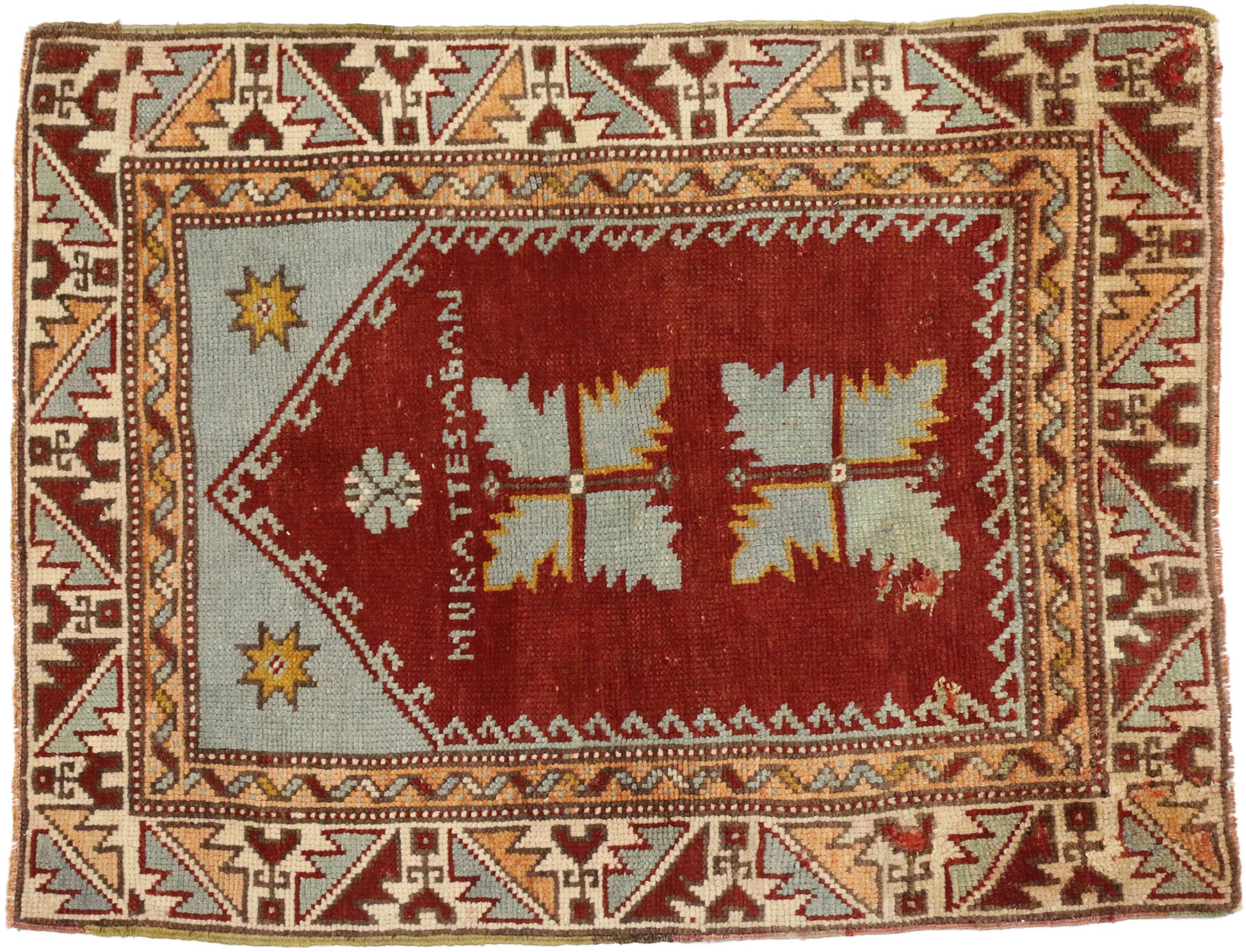 3 x 4 Vintage Turkish Oushak Prayer Rug 52320