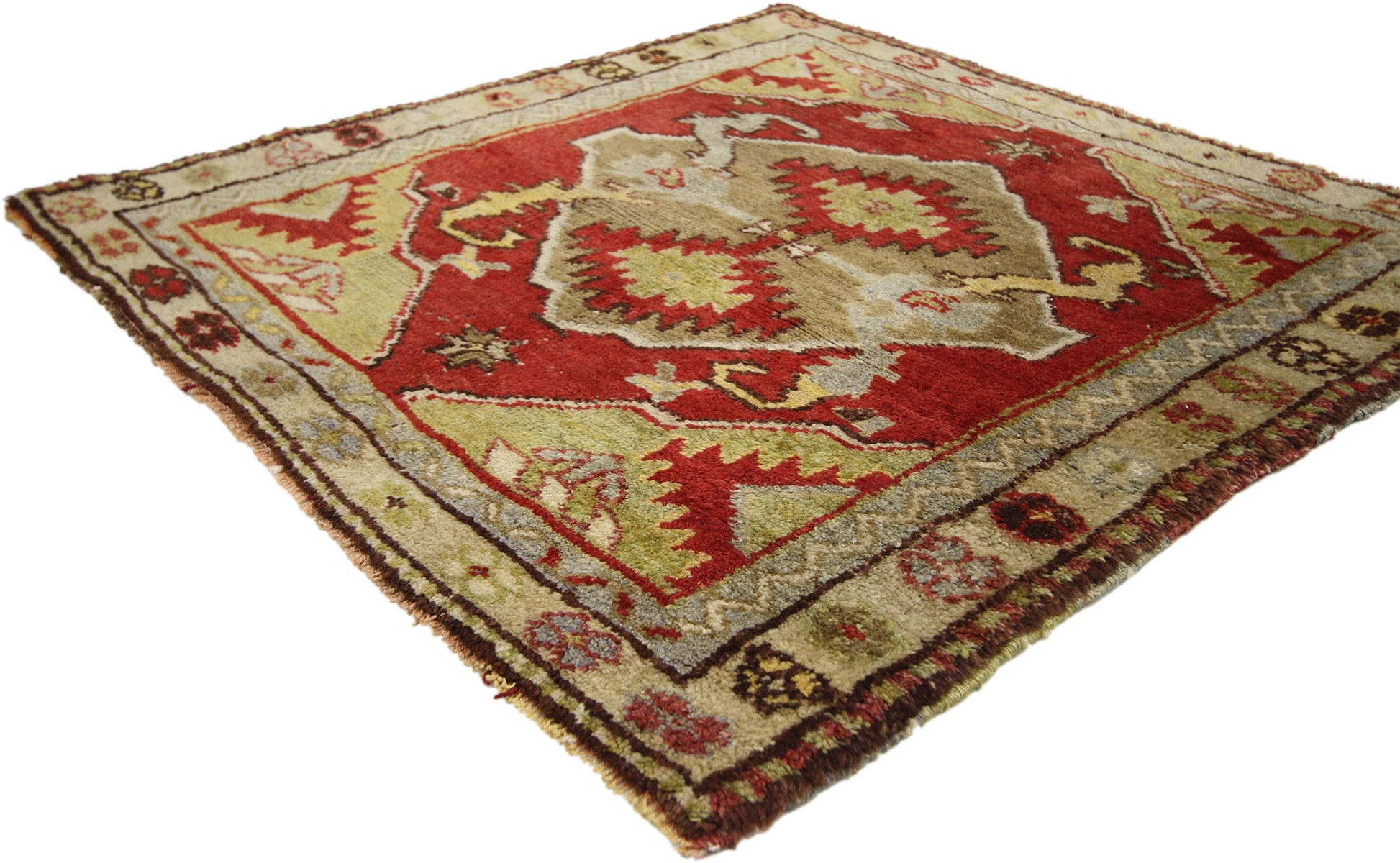 3 x 3 Vintage Turkish Oushak Rug 52323