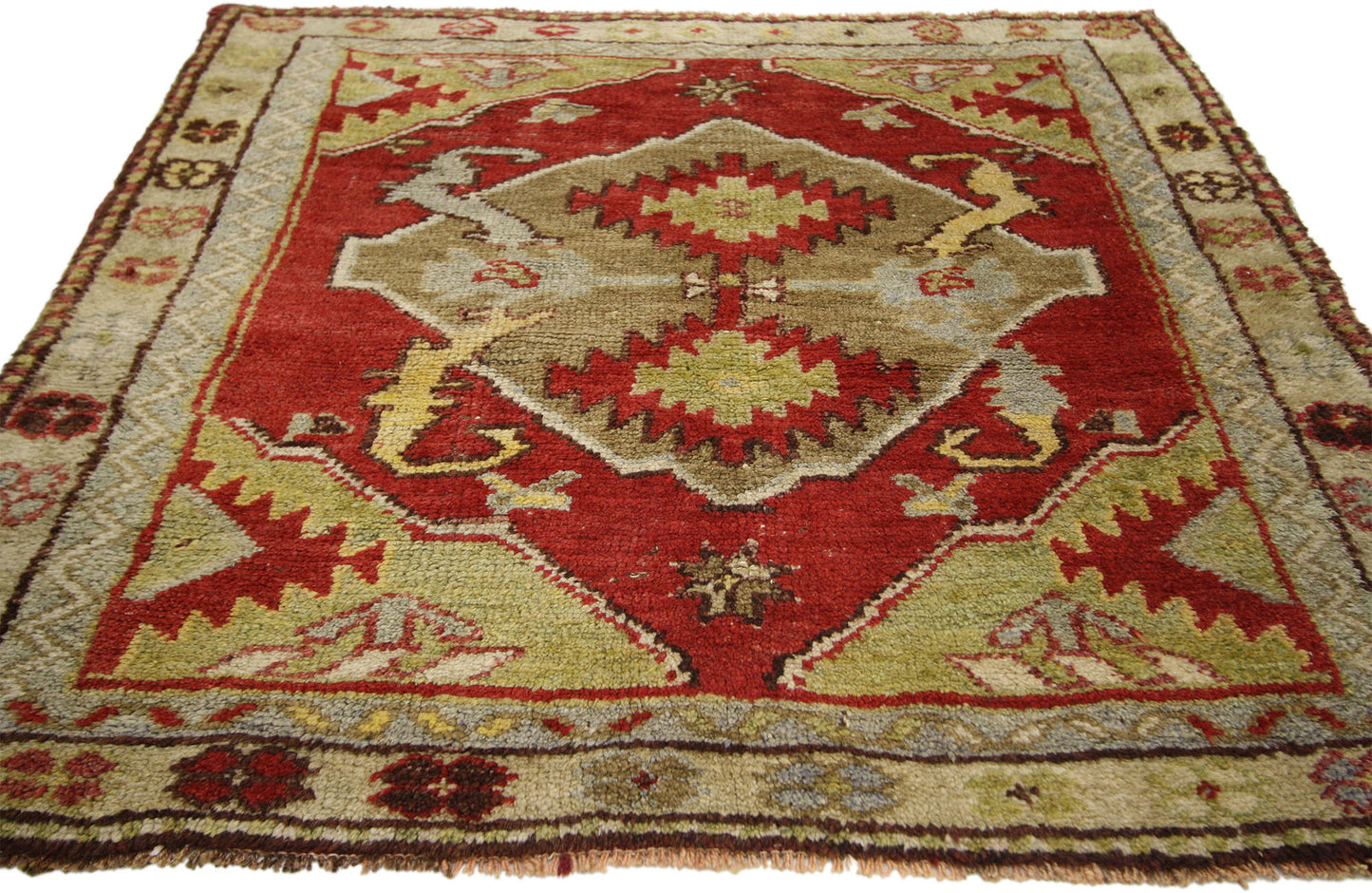 3 x 3 Vintage Turkish Oushak Rug 52323