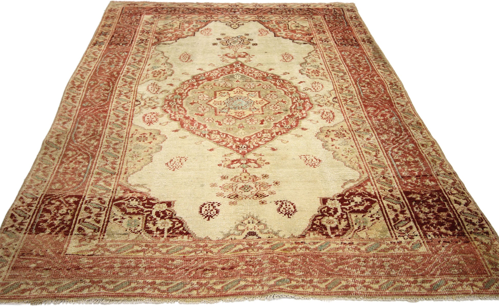4 x 5 Vintage Turkish Oushak Rug 52325