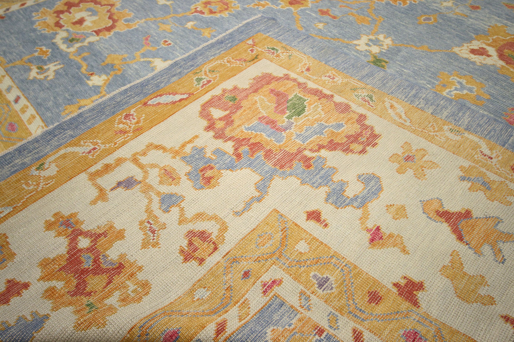 12 x 16 Modern Blue Turkish Oushak Rug 52381