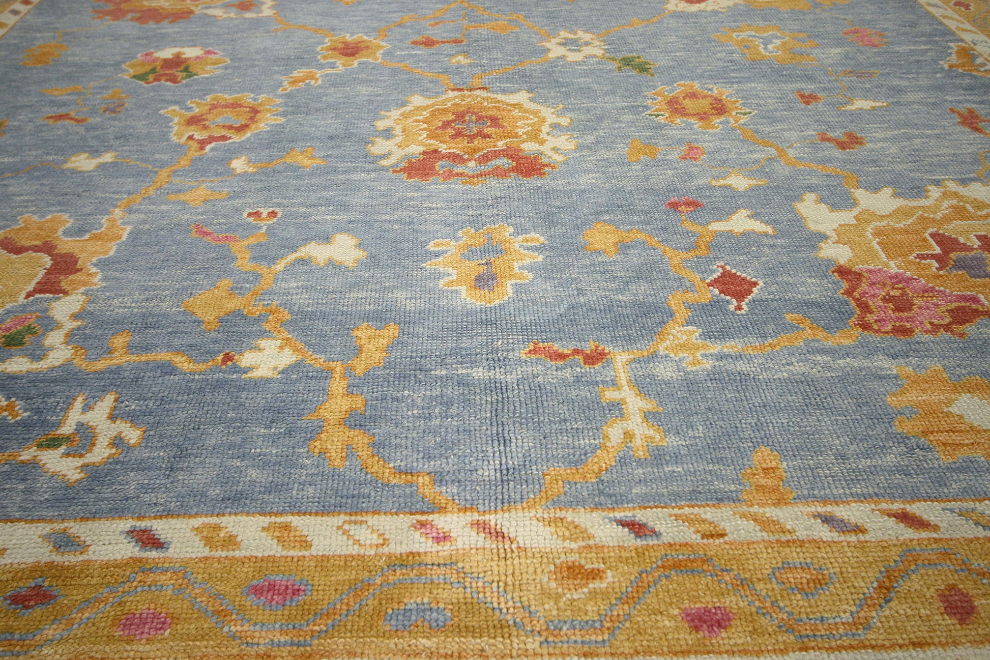 12 x 16 Modern Blue Turkish Oushak Rug 52381