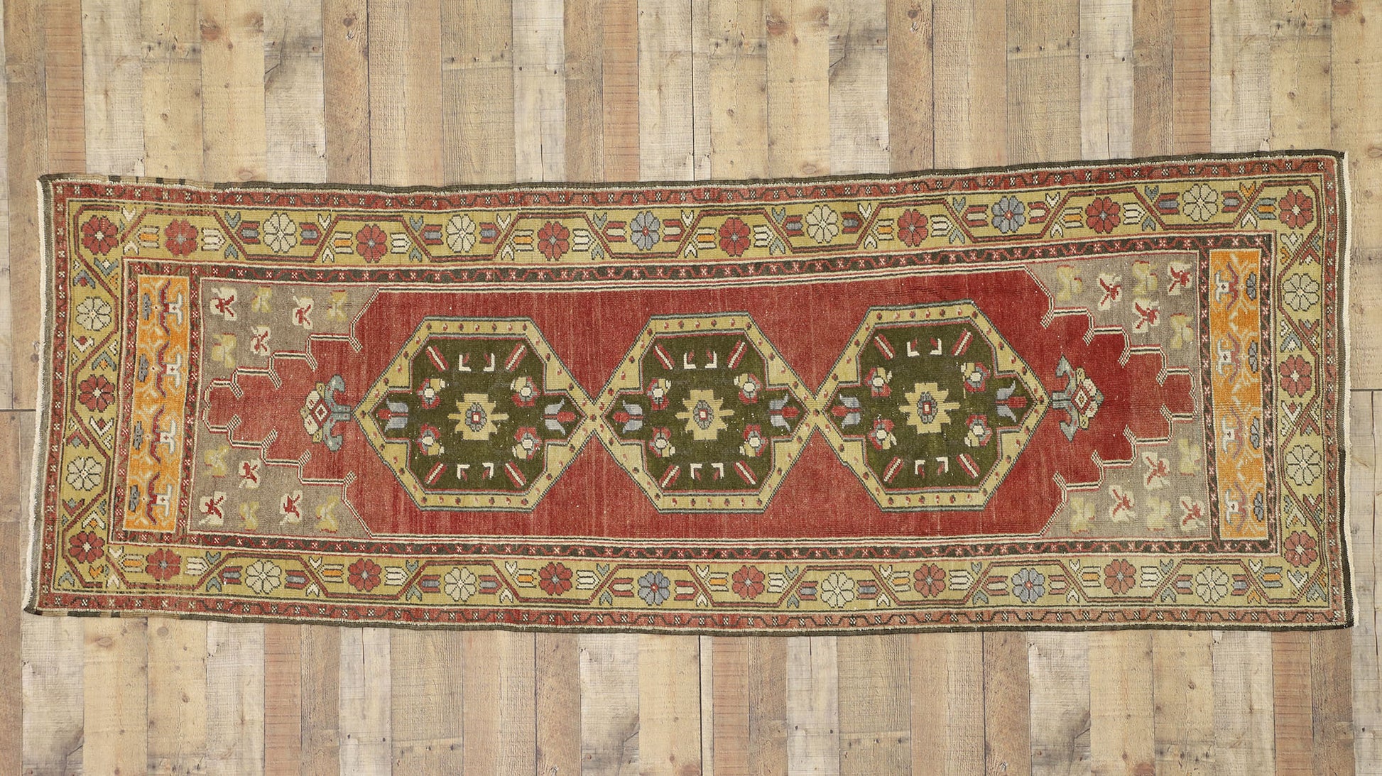 3 x 9 Vintage Turkish Oushak Rug 52390
