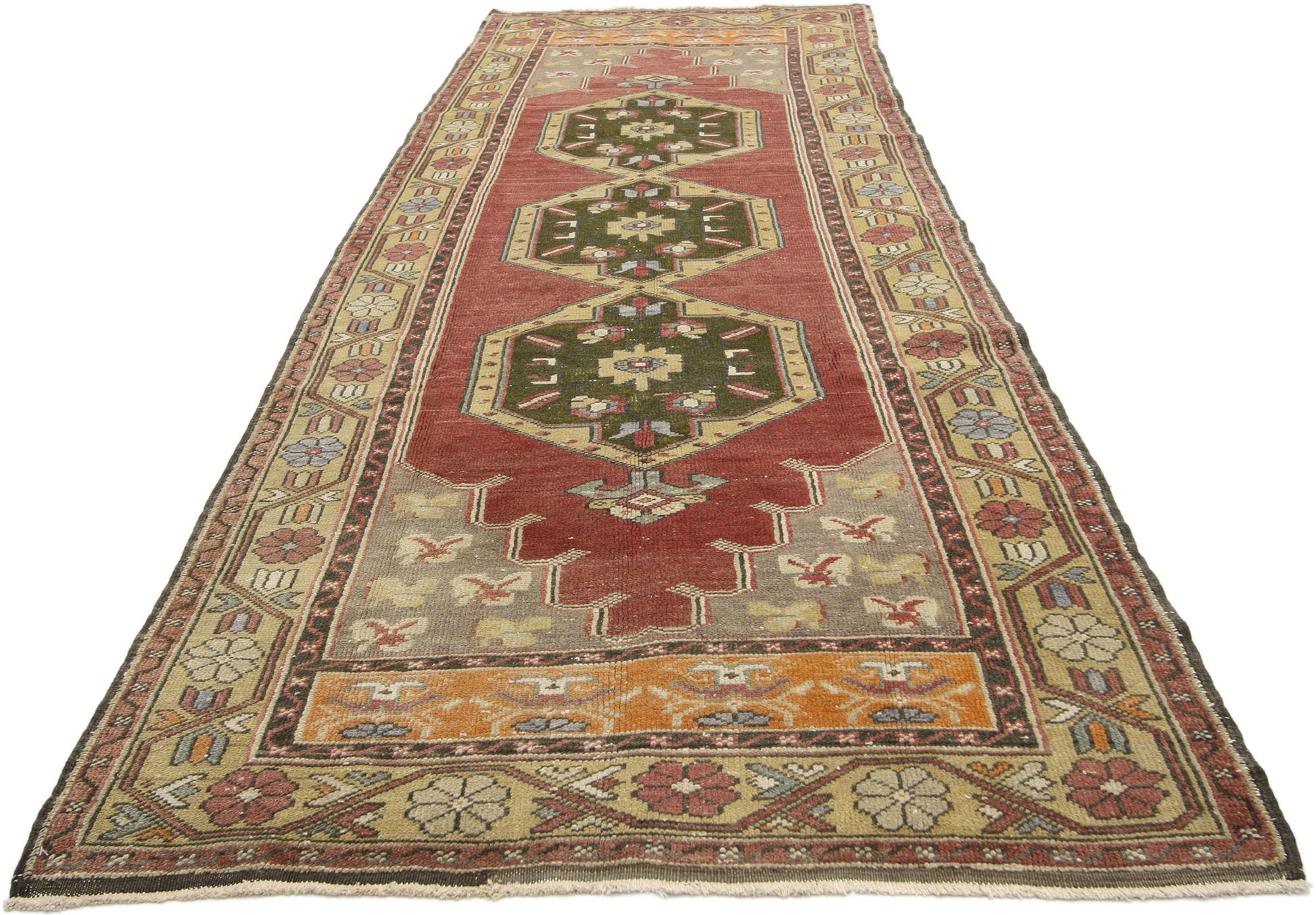 3 x 9 Vintage Turkish Oushak Rug 52390