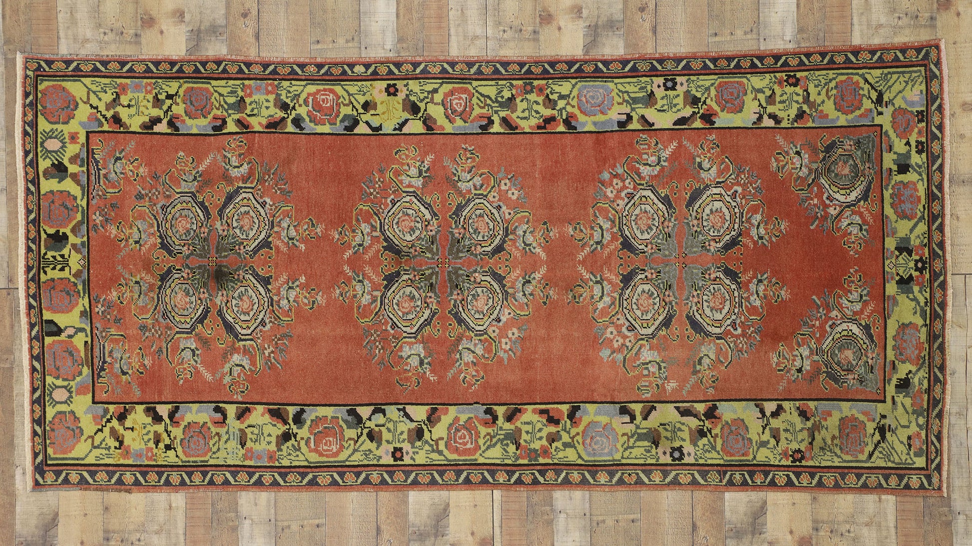 5 x 10 Vintage Turkish Oushak Rug 52392