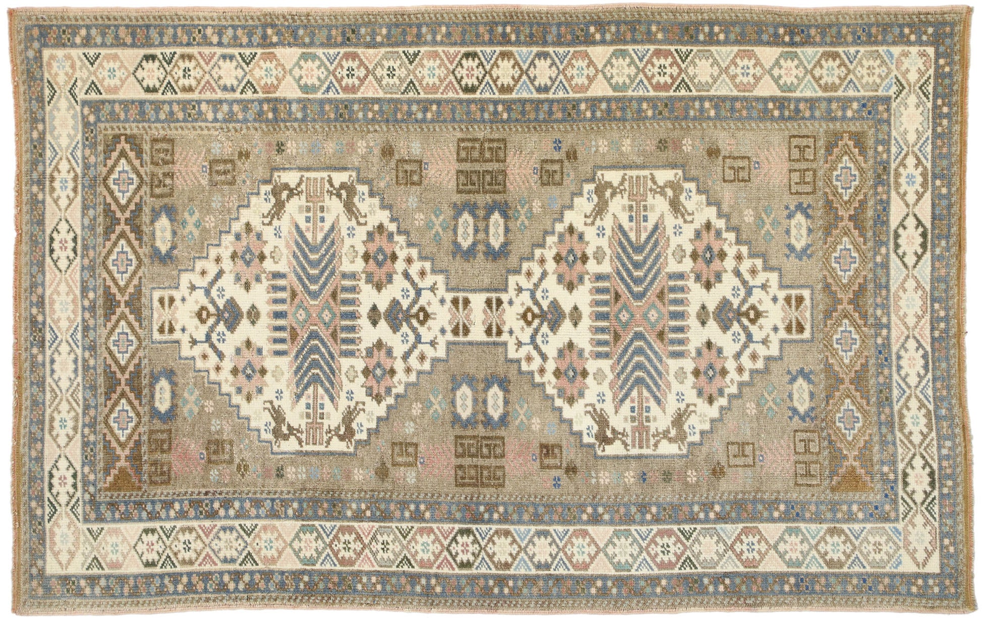 3 x 5 Vintage Turkish Oushak Rug 52394