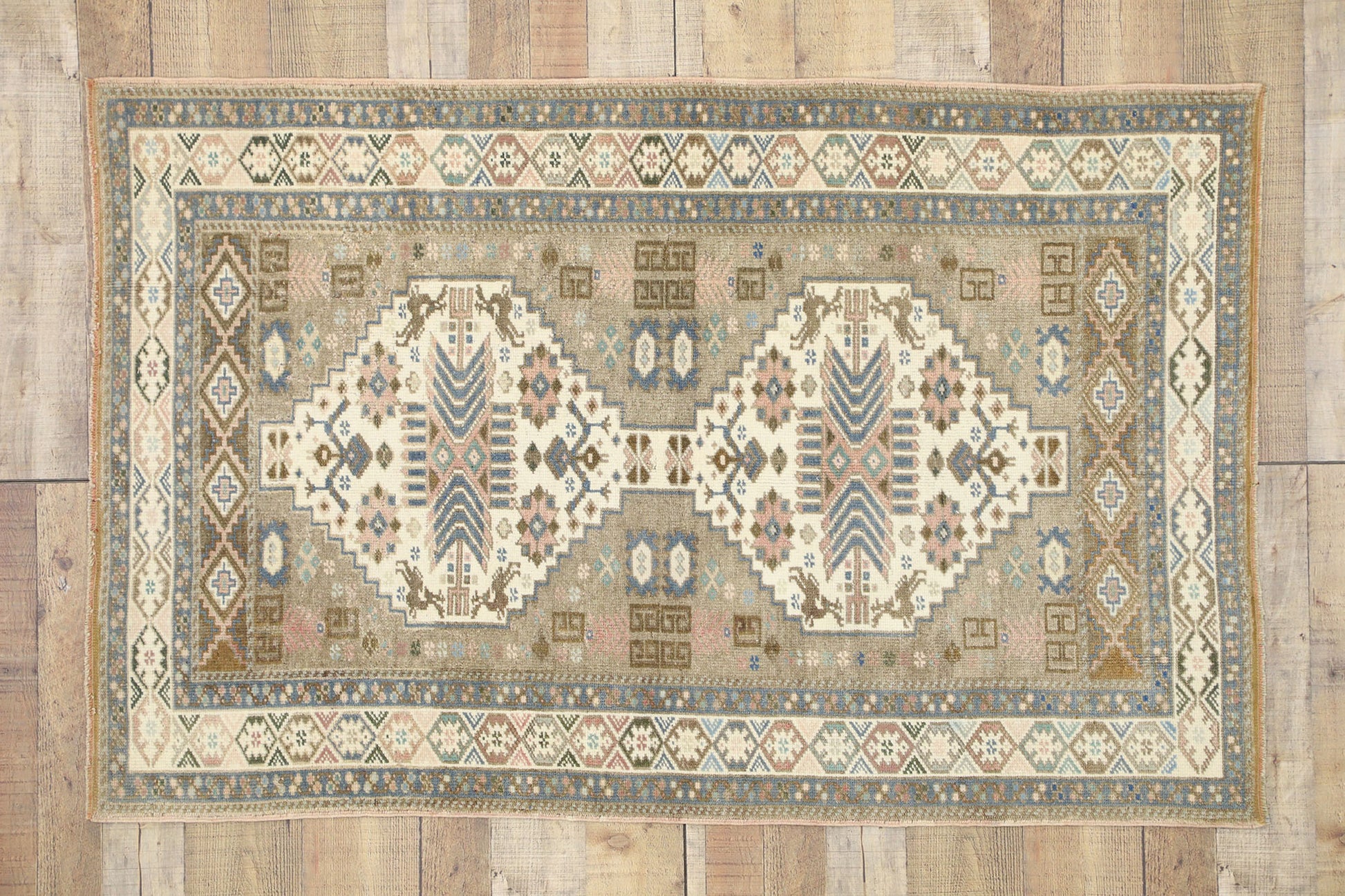 3 x 5 Vintage Turkish Oushak Rug 52394