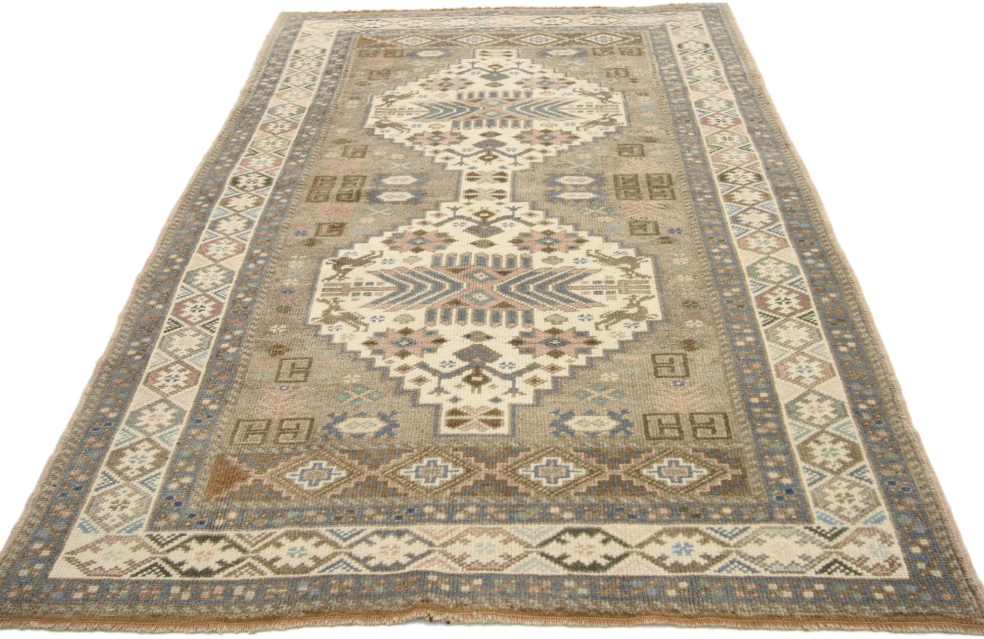 3 x 5 Vintage Turkish Oushak Rug 52394