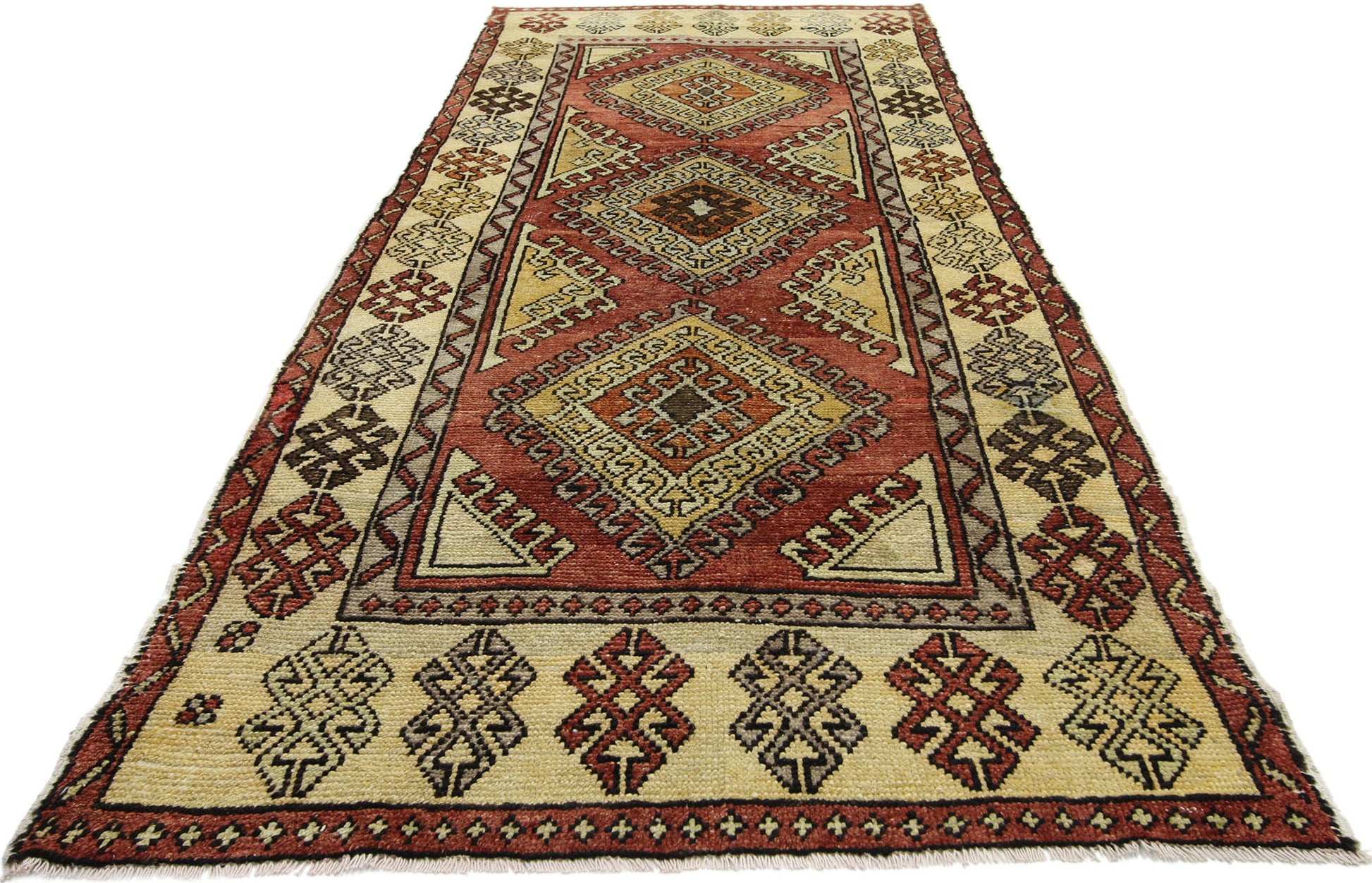 4 x 9 Vintage Turkish Oushak Rug 52412