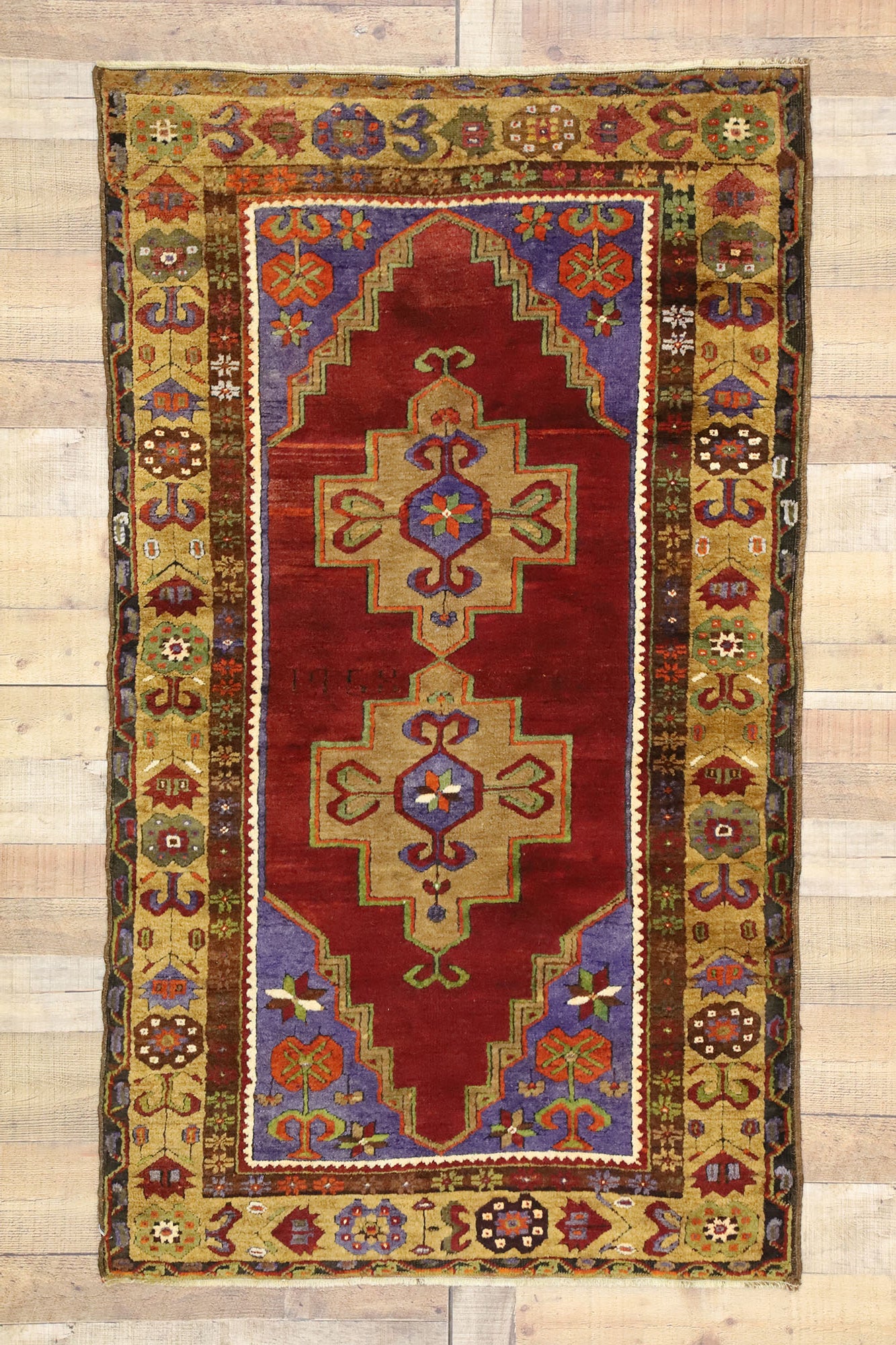 3 x 6 Vintage Red Turkish Oushak Rug 52446