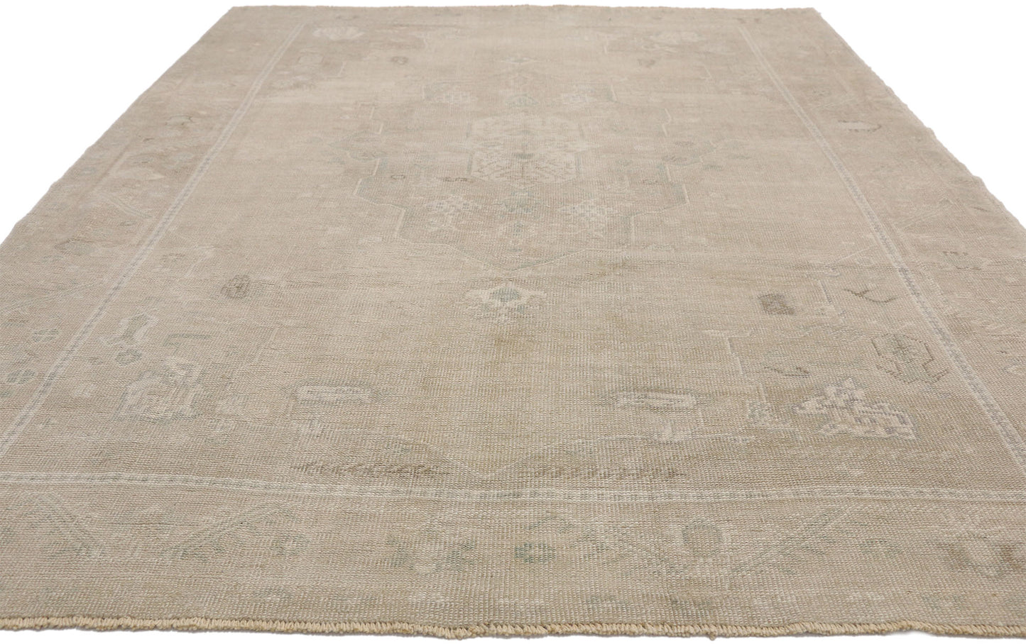 6 x 9 Vintage Neutral Turkish Oushak Rug 52486