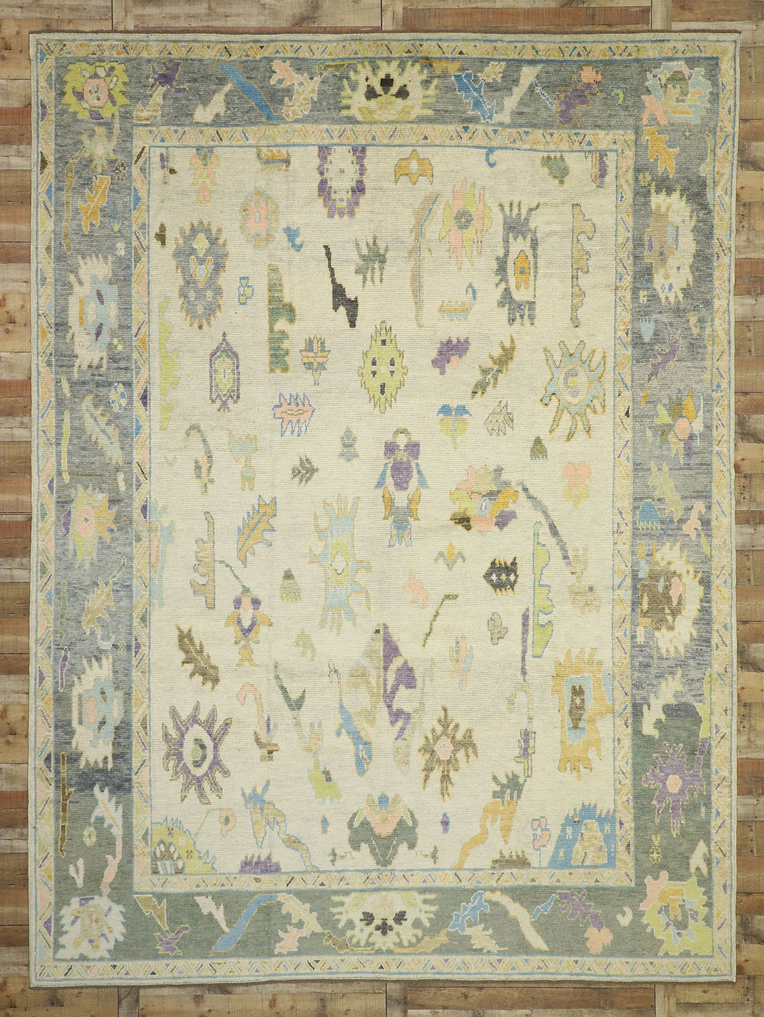 11 x 14 Colorful Turkish Oushak Rug 52528