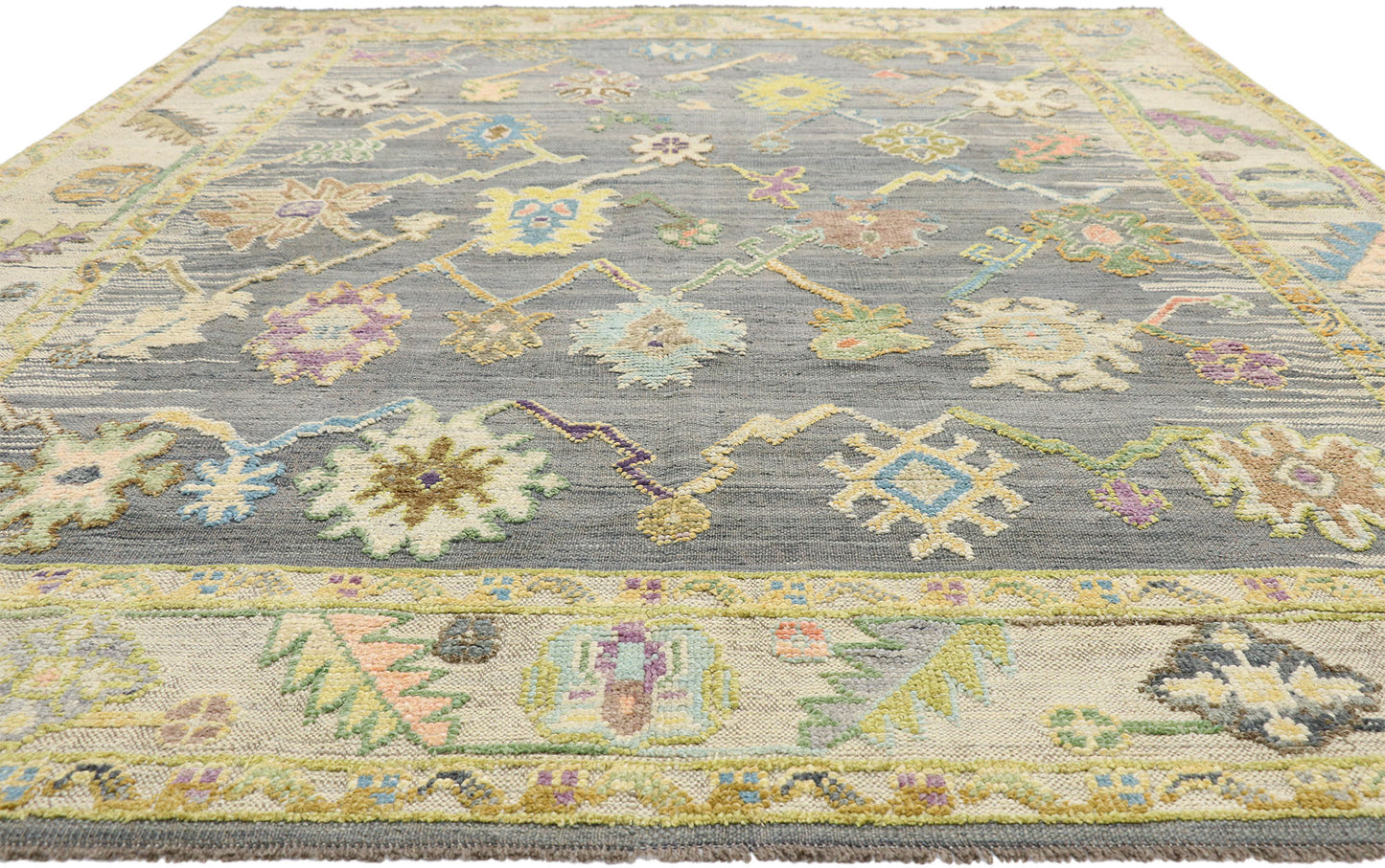 9 x 12 Colorful Oushak High-Low Rug 52536
