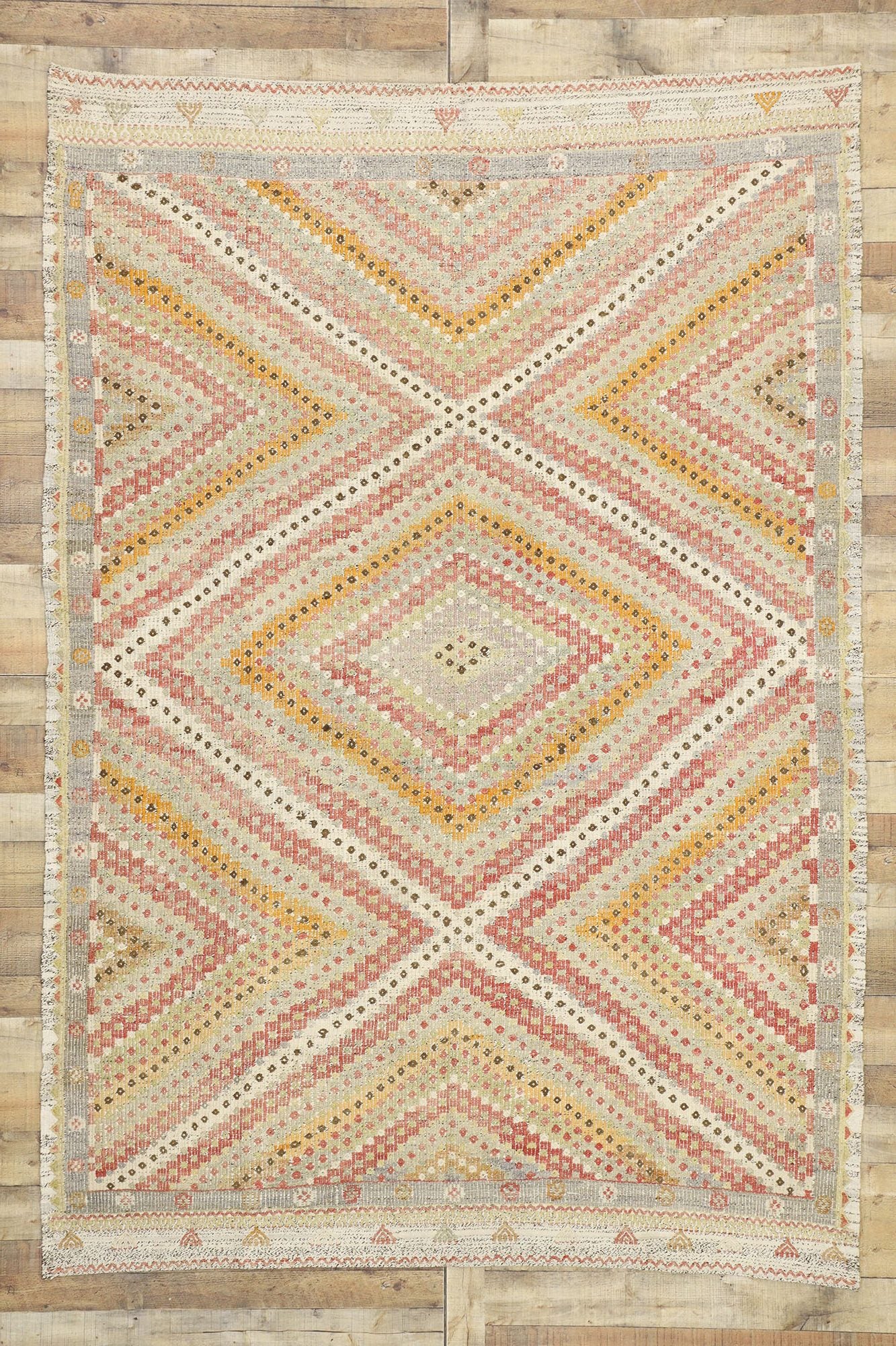 7 x 9 Distressed Vintage Kilim Rug 52561