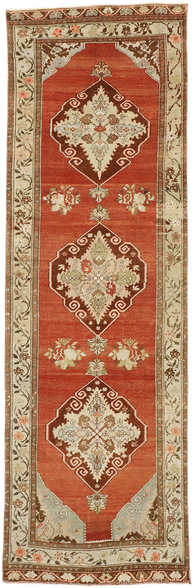 4 x 11 Vintage Turkish Oushak Rug 52739