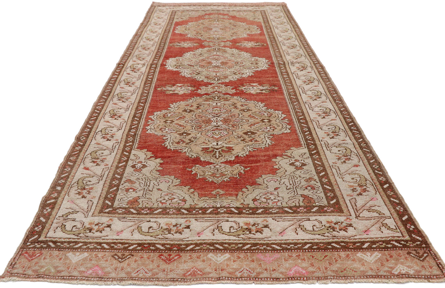 4 x 11 Vintage Turkish Oushak Rug 52743